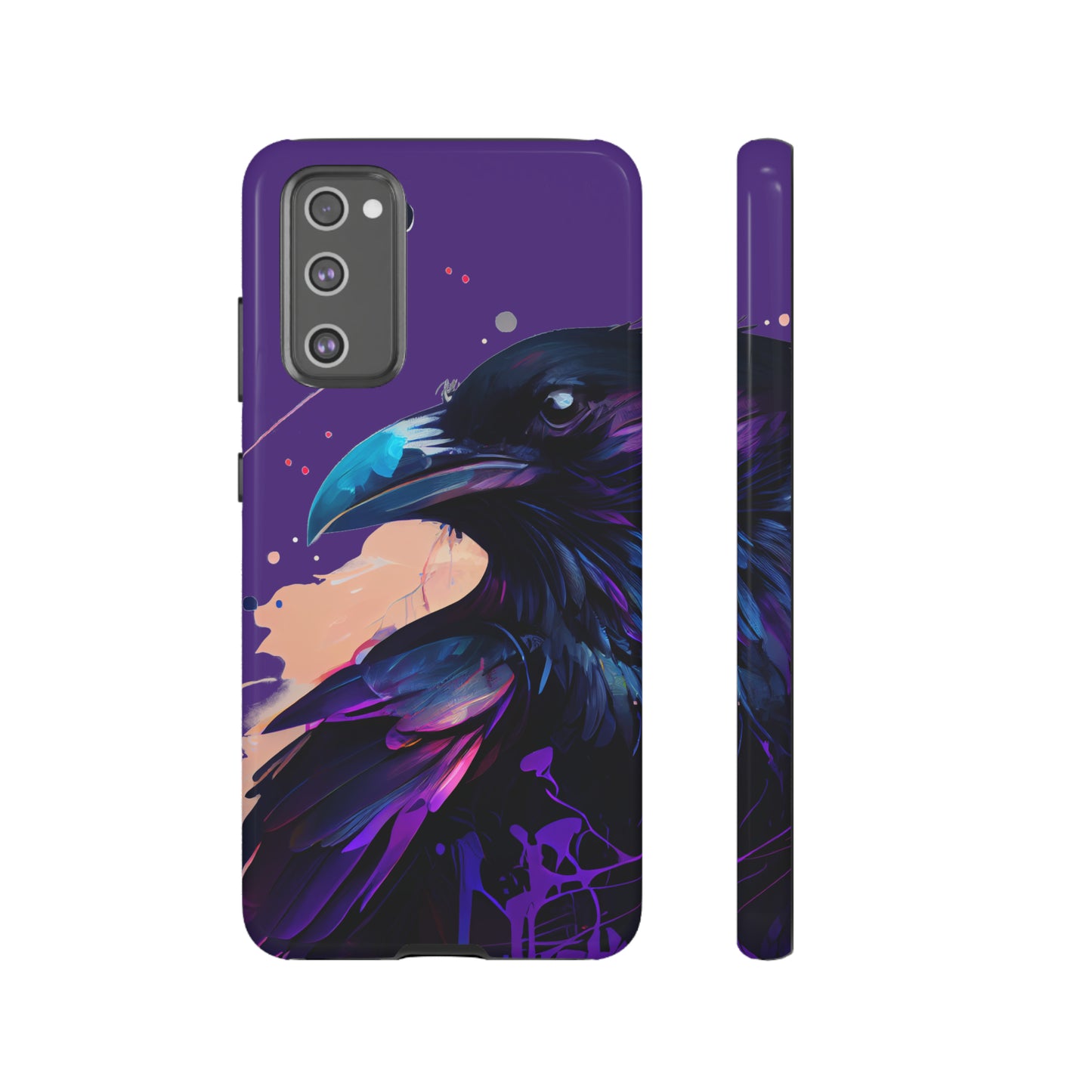 Purple Witchy Raven Print Phone Cover | Glossy Tough Cases iPhone Samsung Google Pixel