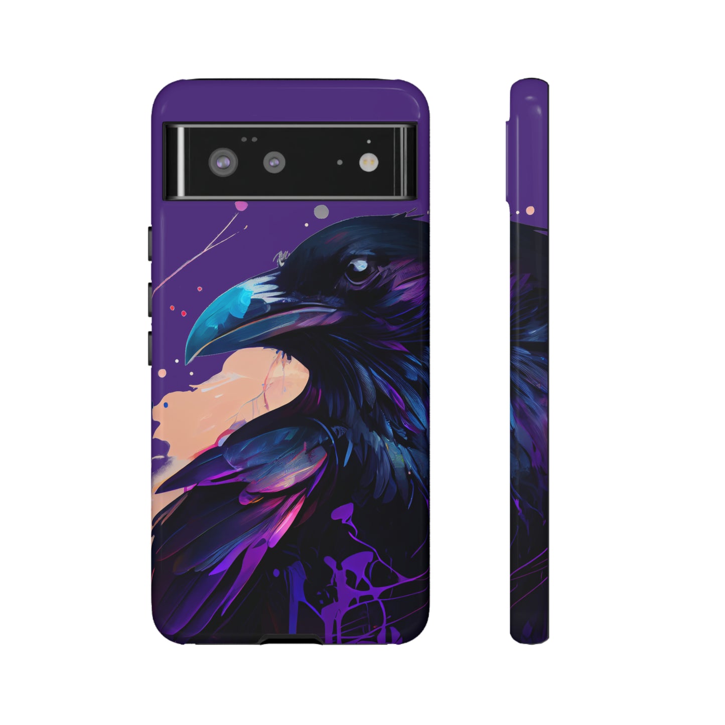 Purple Witchy Raven Print Phone Cover | Glossy Tough Cases iPhone Samsung Google Pixel