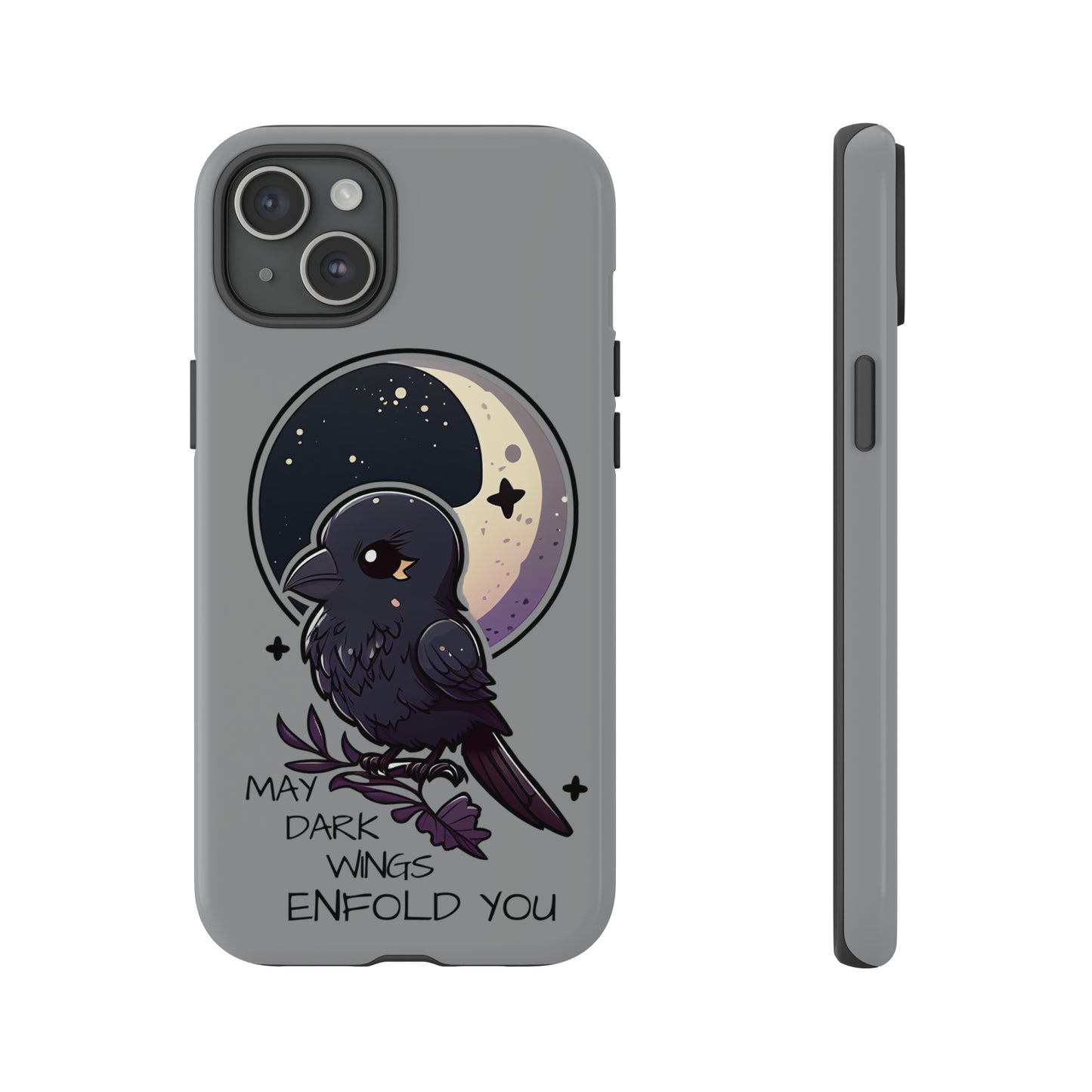 Raven Blessing Tough Phone Case Empath Protection Crowcore Witchcore Odin Edgar Allan Poe Cute Chibi Kawaii Goth Witchy Accessories Yamikawaii Cell Cover