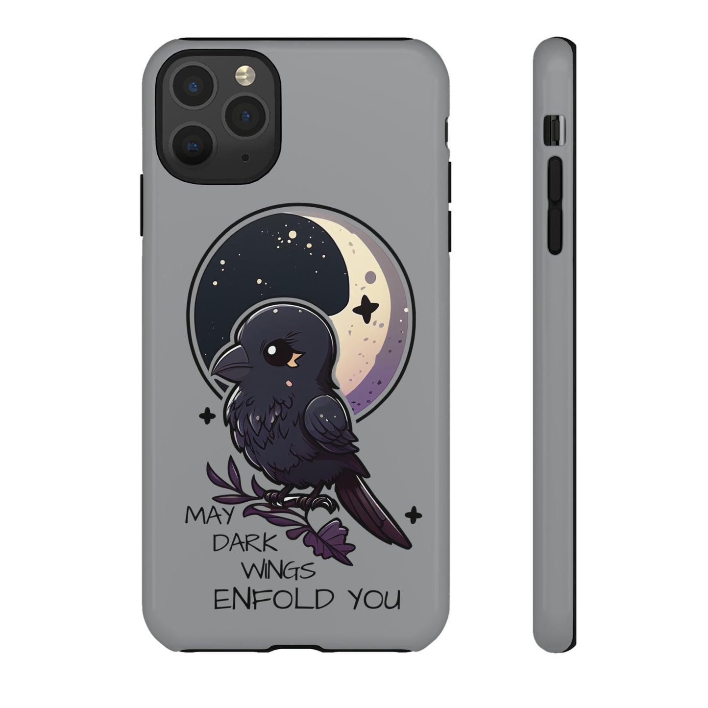 Raven Blessing Tough Phone Case Empath Protection Crowcore Witchcore Odin Edgar Allan Poe Cute Chibi Kawaii Goth Witchy Accessories Yamikawaii Cell Cover