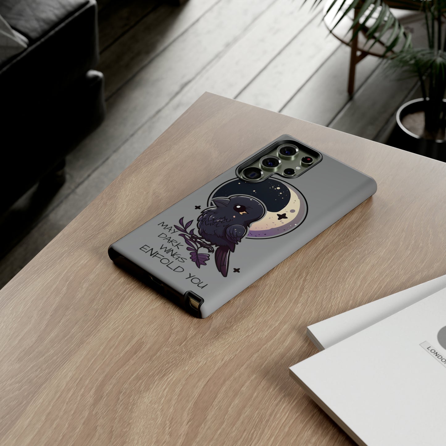 Raven Blessing Tough Phone Case Empath Protection Crowcore Witchcore Odin Edgar Allan Poe Cute Chibi Kawaii Goth Witchy Accessories Yamikawaii Cell Cover