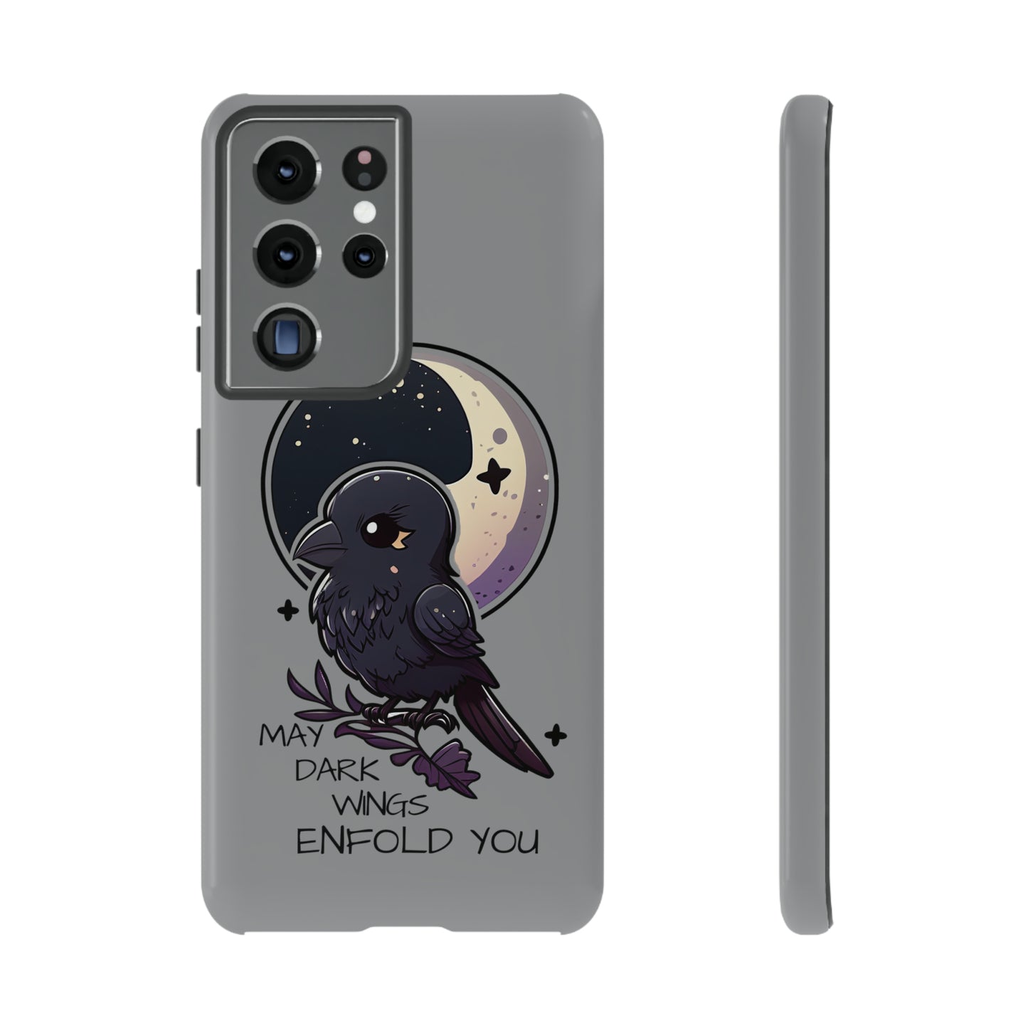 Raven Blessing Tough Phone Case Empath Protection Crowcore Witchcore Odin Edgar Allan Poe Cute Chibi Kawaii Goth Witchy Accessories Yamikawaii Cell Cover