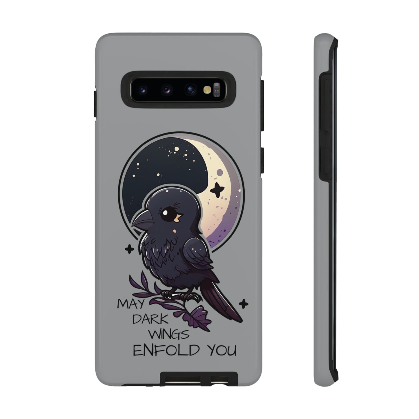 Raven Blessing Tough Phone Case Empath Protection Crowcore Witchcore Odin Edgar Allan Poe Cute Chibi Kawaii Goth Witchy Accessories Yamikawaii Cell Cover