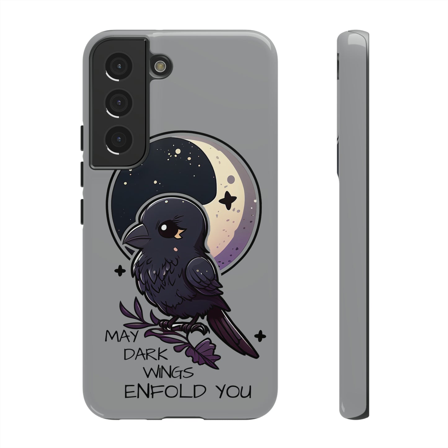 Raven Blessing Tough Phone Case Empath Protection Crowcore Witchcore Odin Edgar Allan Poe Cute Chibi Kawaii Goth Witchy Accessories Yamikawaii Cell Cover