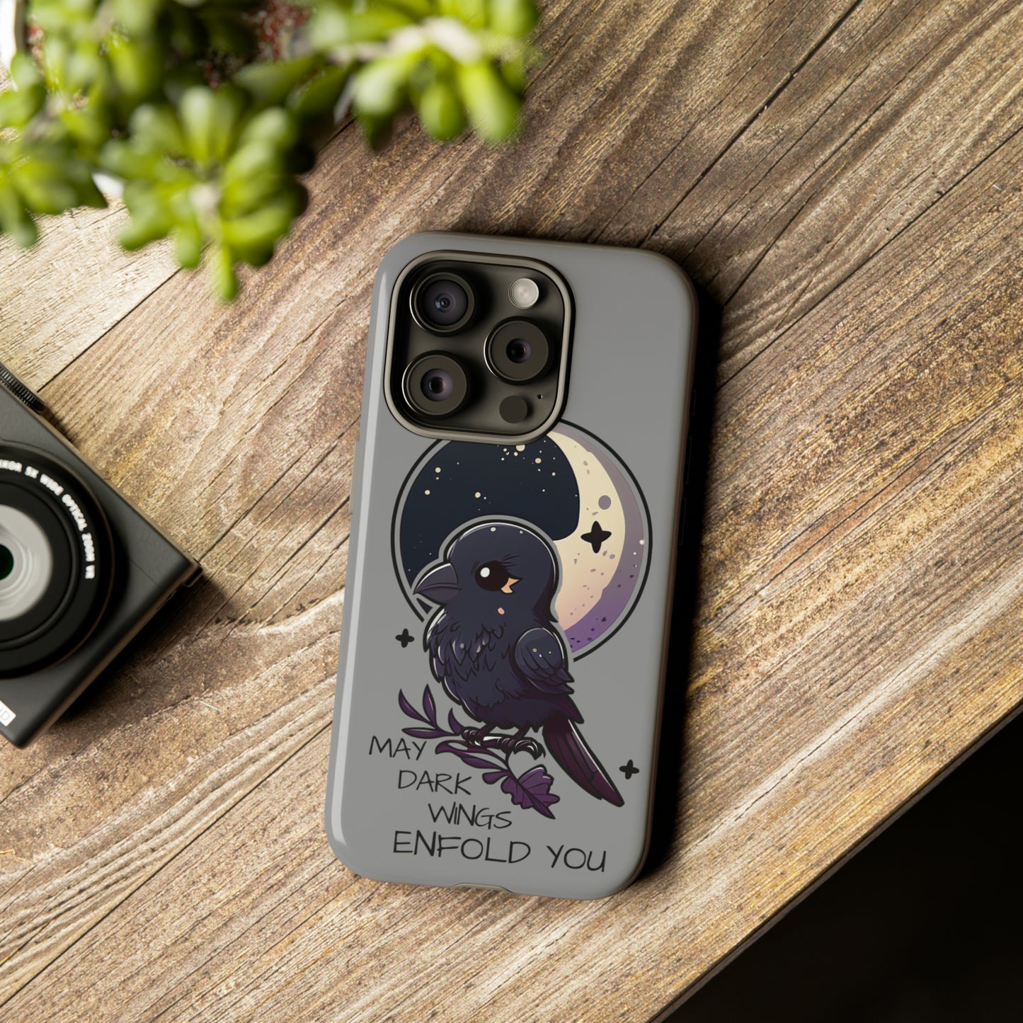 Raven Blessing Tough Phone Case Empath Protection Crowcore Witchcore Odin Edgar Allan Poe Cute Chibi Kawaii Goth Witchy Accessories Yamikawaii Cell Cover