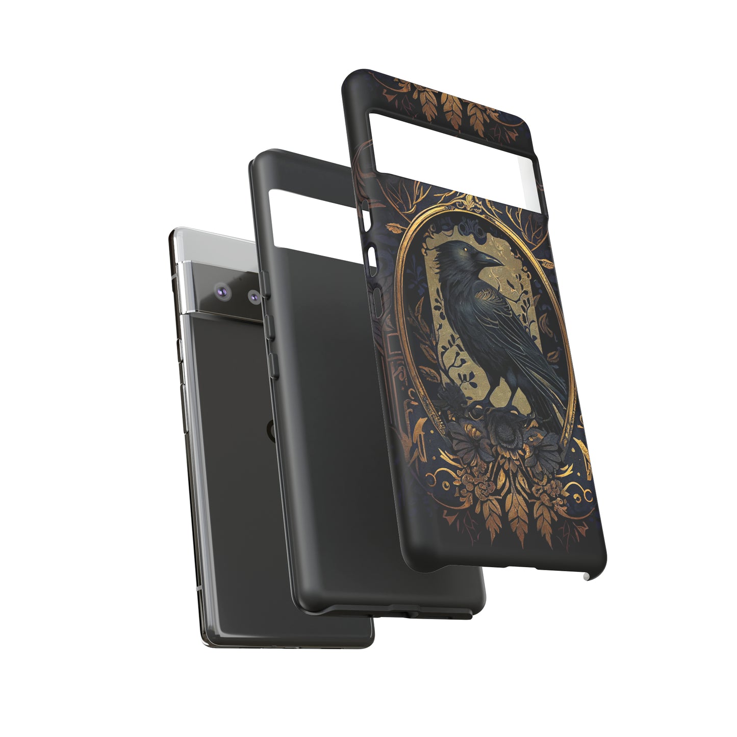 Golden Raven Guardian Phone Case | Elegant Gothic Style 2-layer Tough Phone Cases