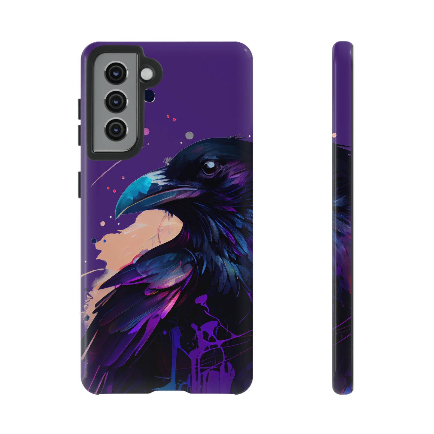 Purple Witchy Raven Print Phone Cover | Glossy Tough Cases iPhone Samsung Google Pixel