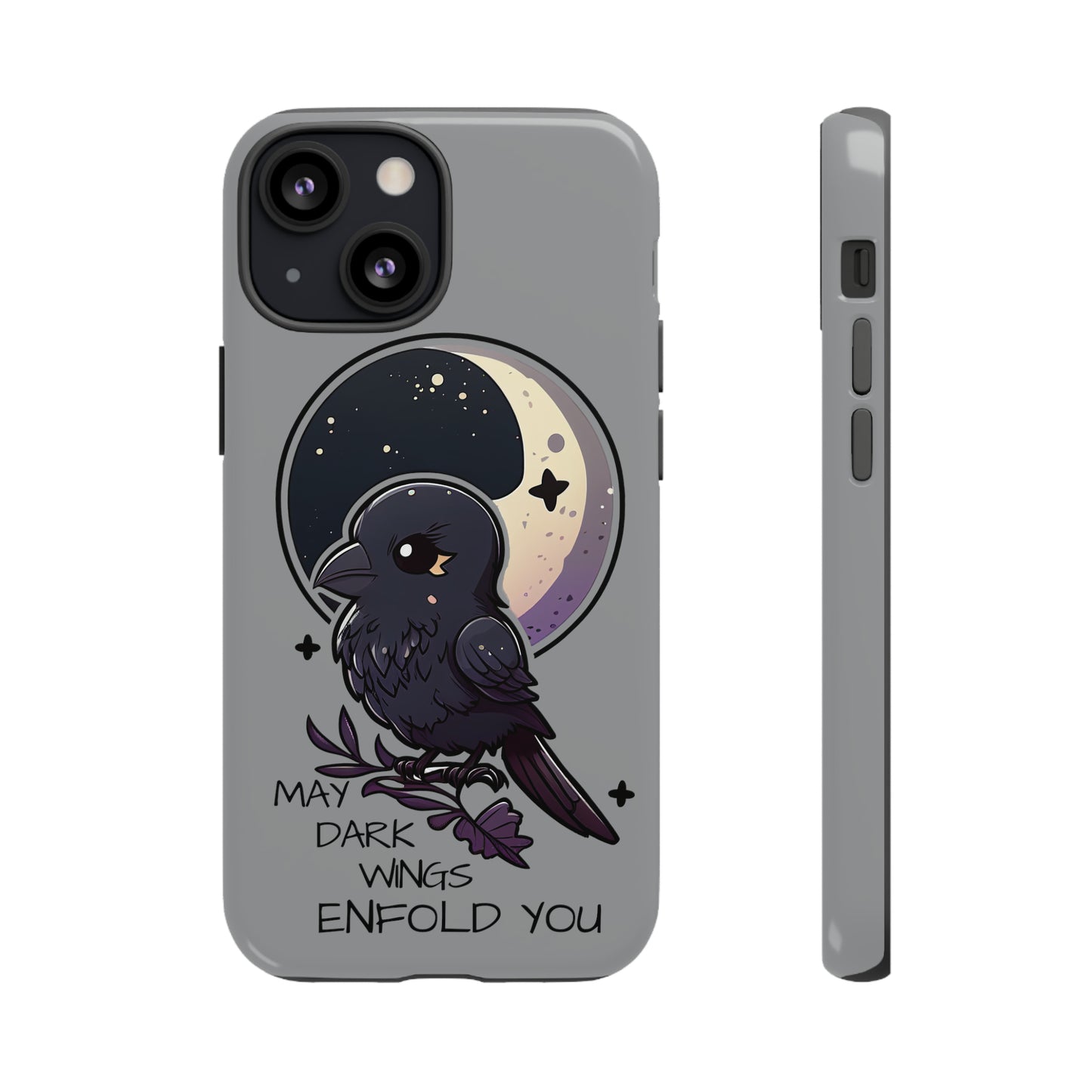 Raven Blessing Tough Phone Case Empath Protection Crowcore Witchcore Odin Edgar Allan Poe Cute Chibi Kawaii Goth Witchy Accessories Yamikawaii Cell Cover