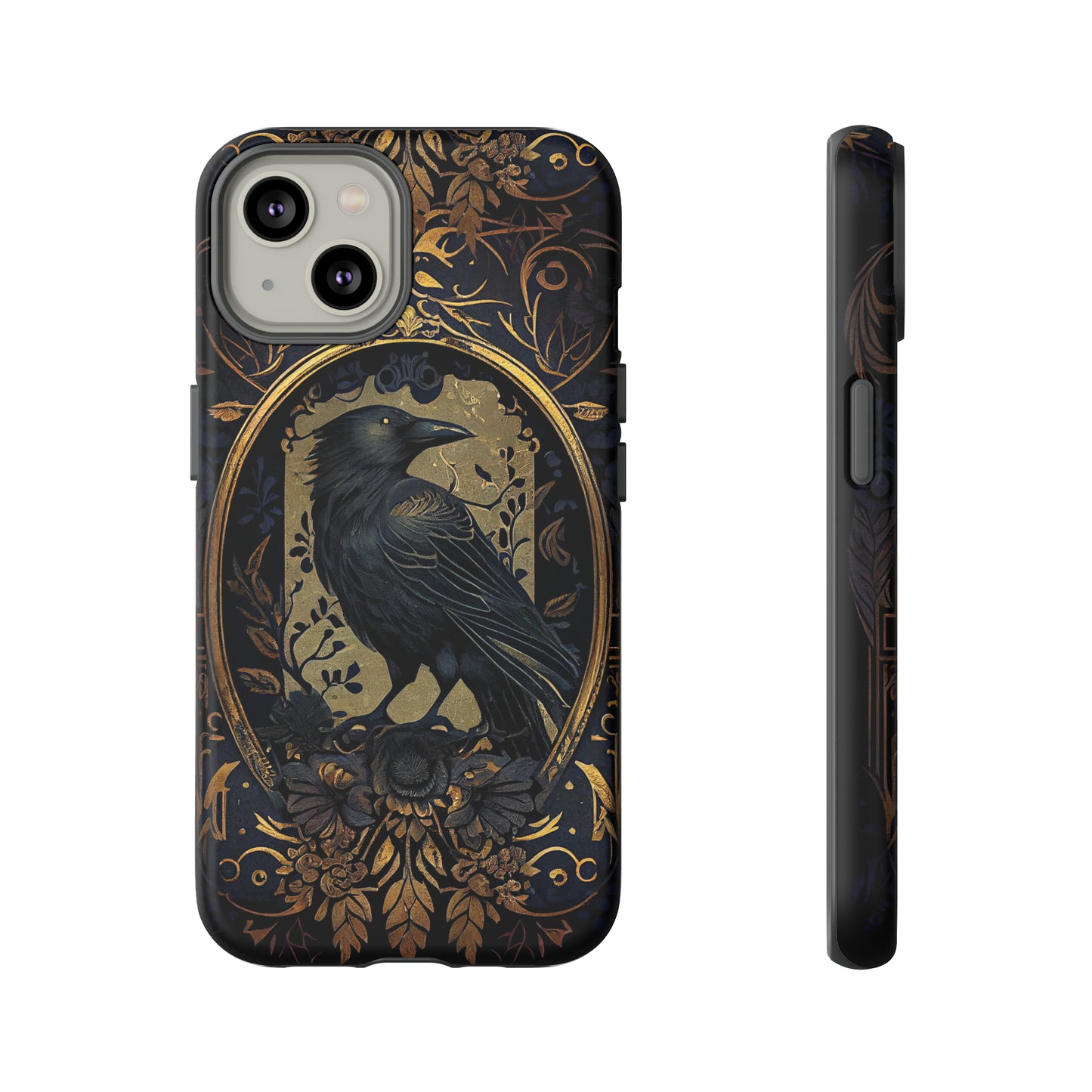 Golden Raven Guardian Phone Case | Elegant Gothic Style 2-layer Tough Phone Cases