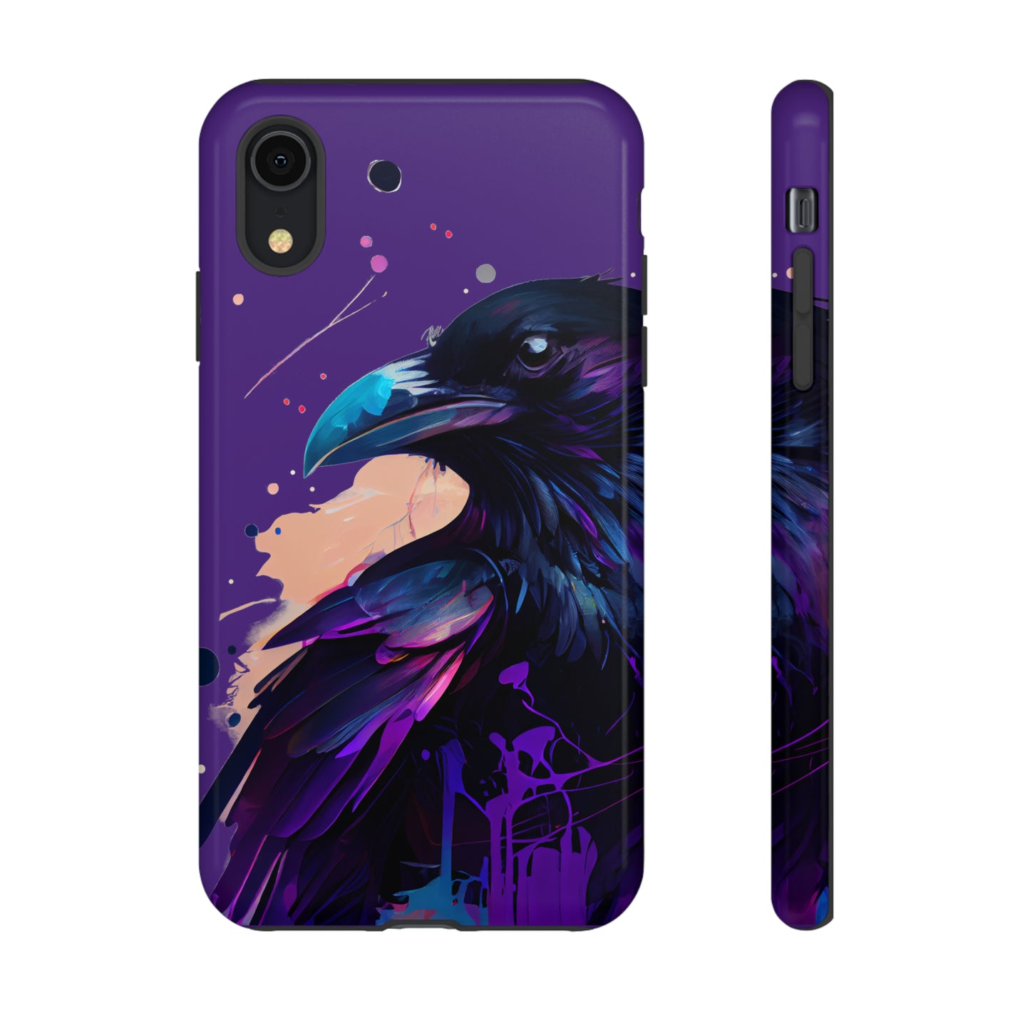 Purple Witchy Raven Print Phone Cover | Glossy Tough Cases iPhone Samsung Google Pixel