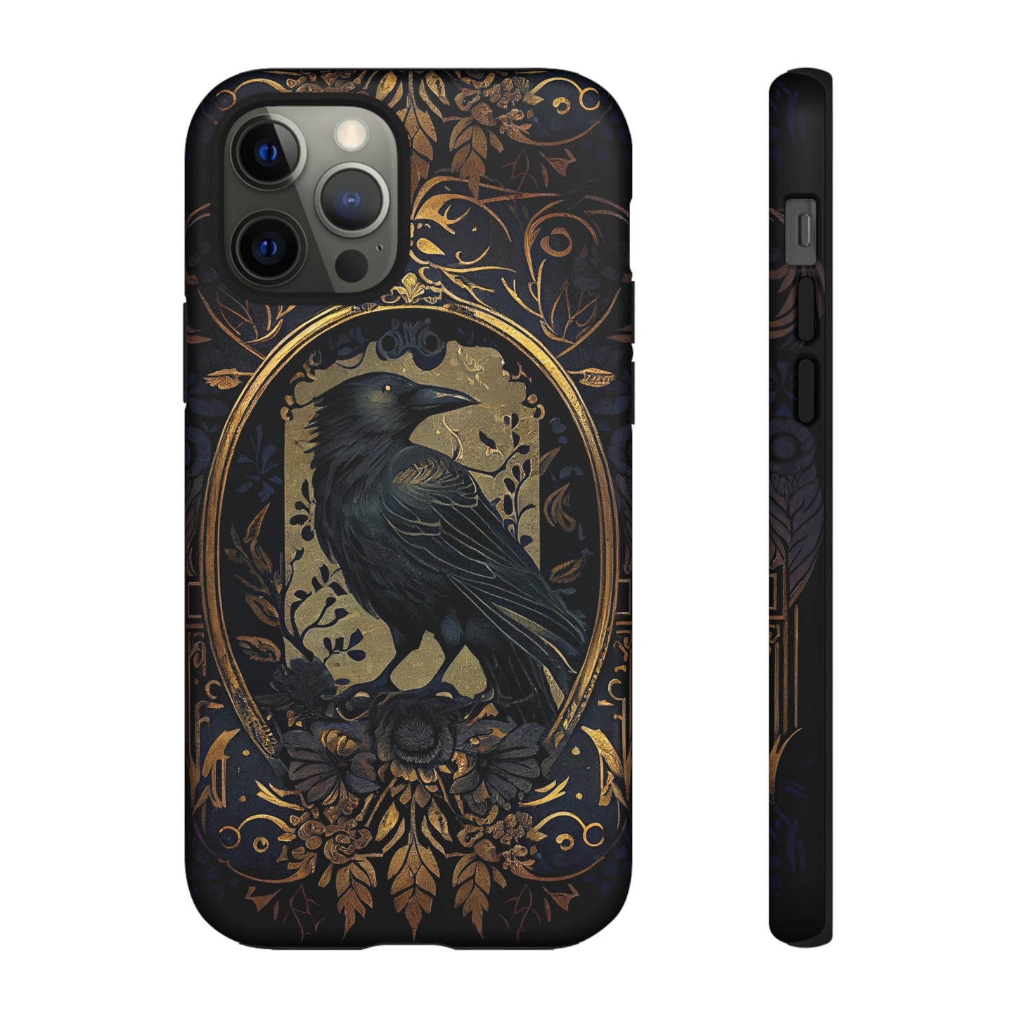 Golden Raven Guardian Phone Case | Elegant Gothic Style 2-layer Tough Phone Cases