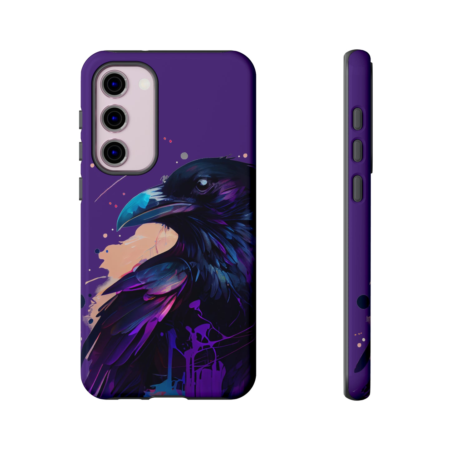 Purple Witchy Raven Print Phone Cover | Glossy Tough Cases iPhone Samsung Google Pixel