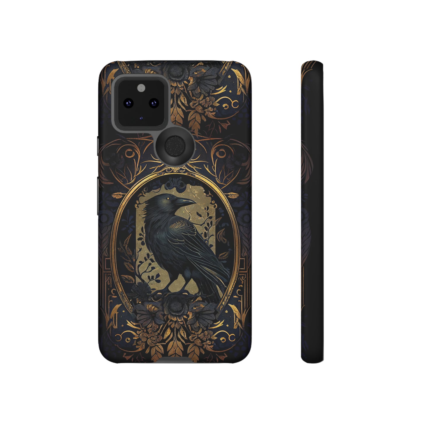 Golden Raven Guardian Phone Case | Elegant Gothic Style 2-layer Tough Phone Cases