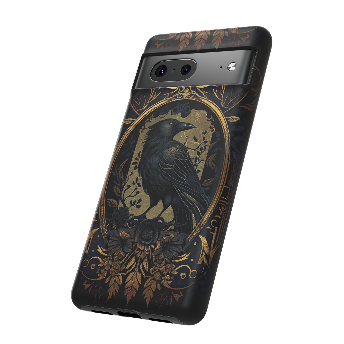 Golden Raven Guardian Phone Case | Elegant Gothic Style 2-layer Tough Phone Cases