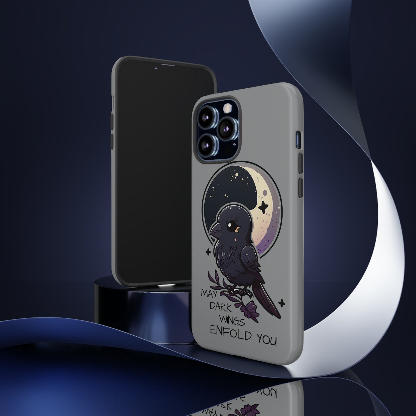 Raven Blessing Tough Phone Case Empath Protection Crowcore Witchcore Odin Edgar Allan Poe Cute Chibi Kawaii Goth Witchy Accessories Yamikawaii Cell Cover