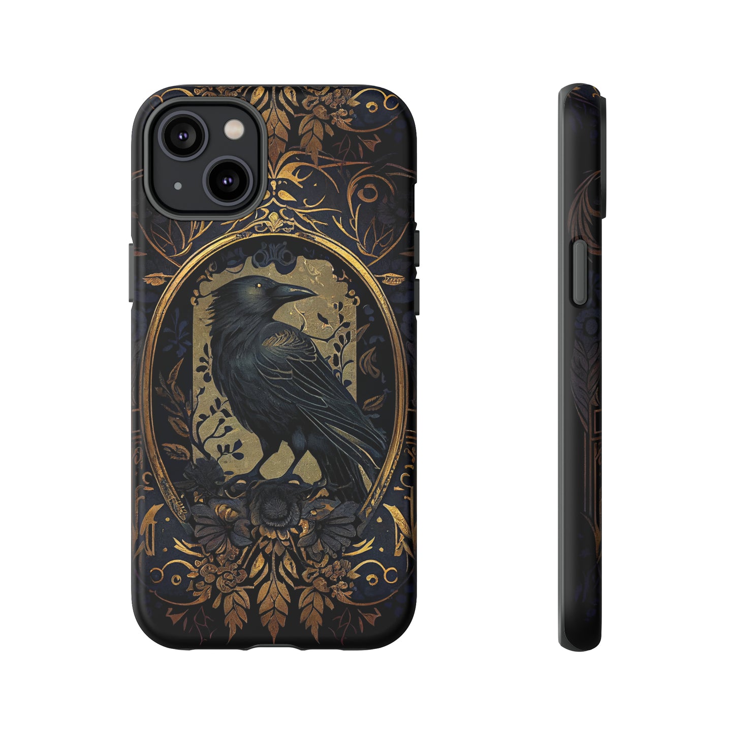 Golden Raven Guardian Phone Case | Elegant Gothic Style 2-layer Tough Phone Cases