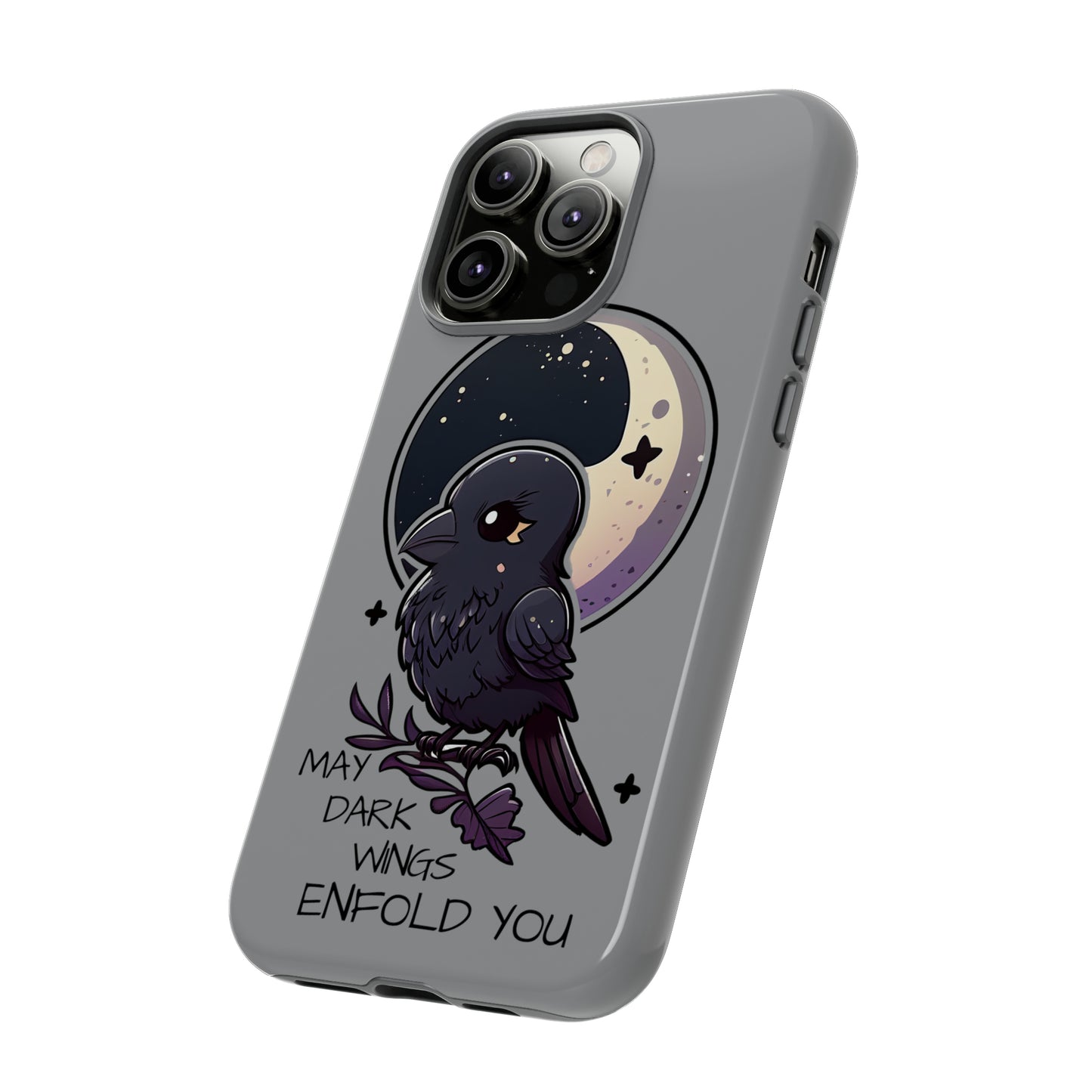 Raven Blessing Tough Phone Case Empath Protection Crowcore Witchcore Odin Edgar Allan Poe Cute Chibi Kawaii Goth Witchy Accessories Yamikawaii Cell Cover