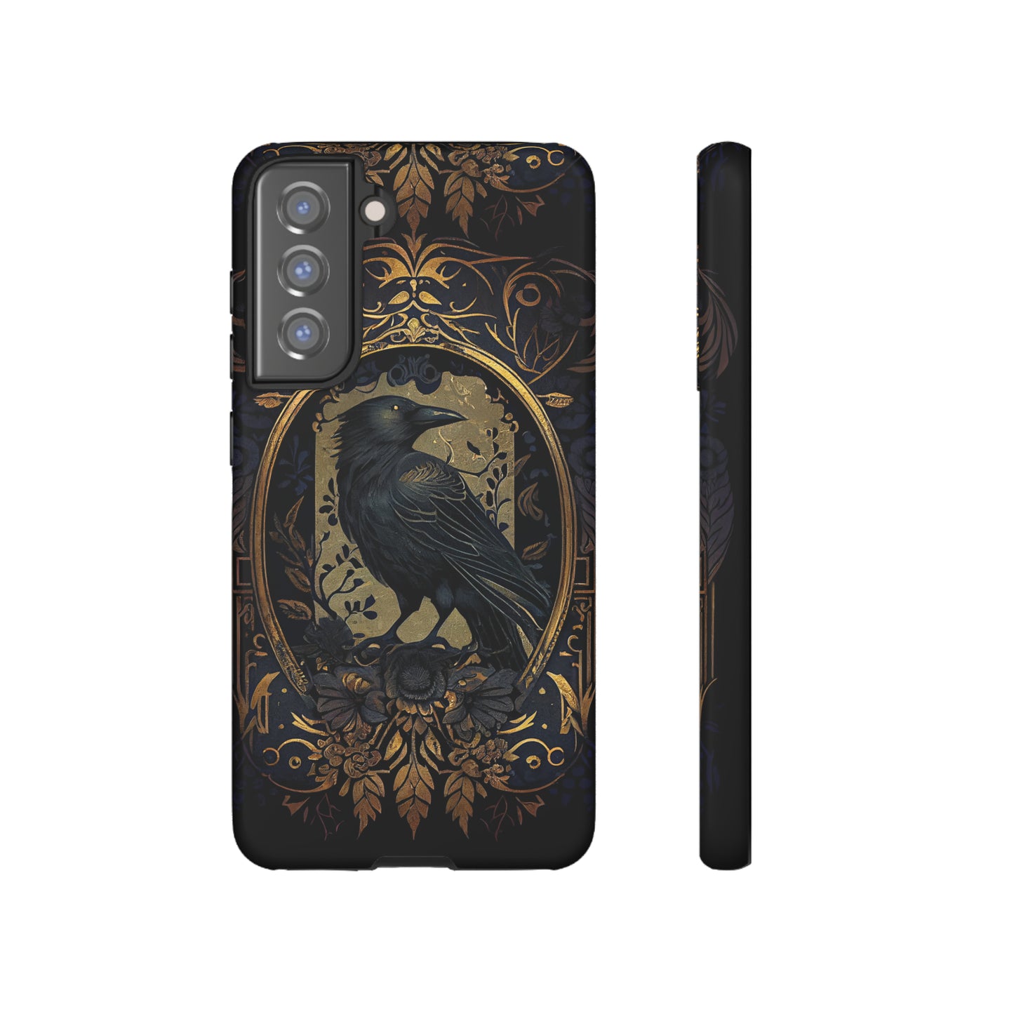 Golden Raven Guardian Phone Case | Elegant Gothic Style 2-layer Tough Phone Cases