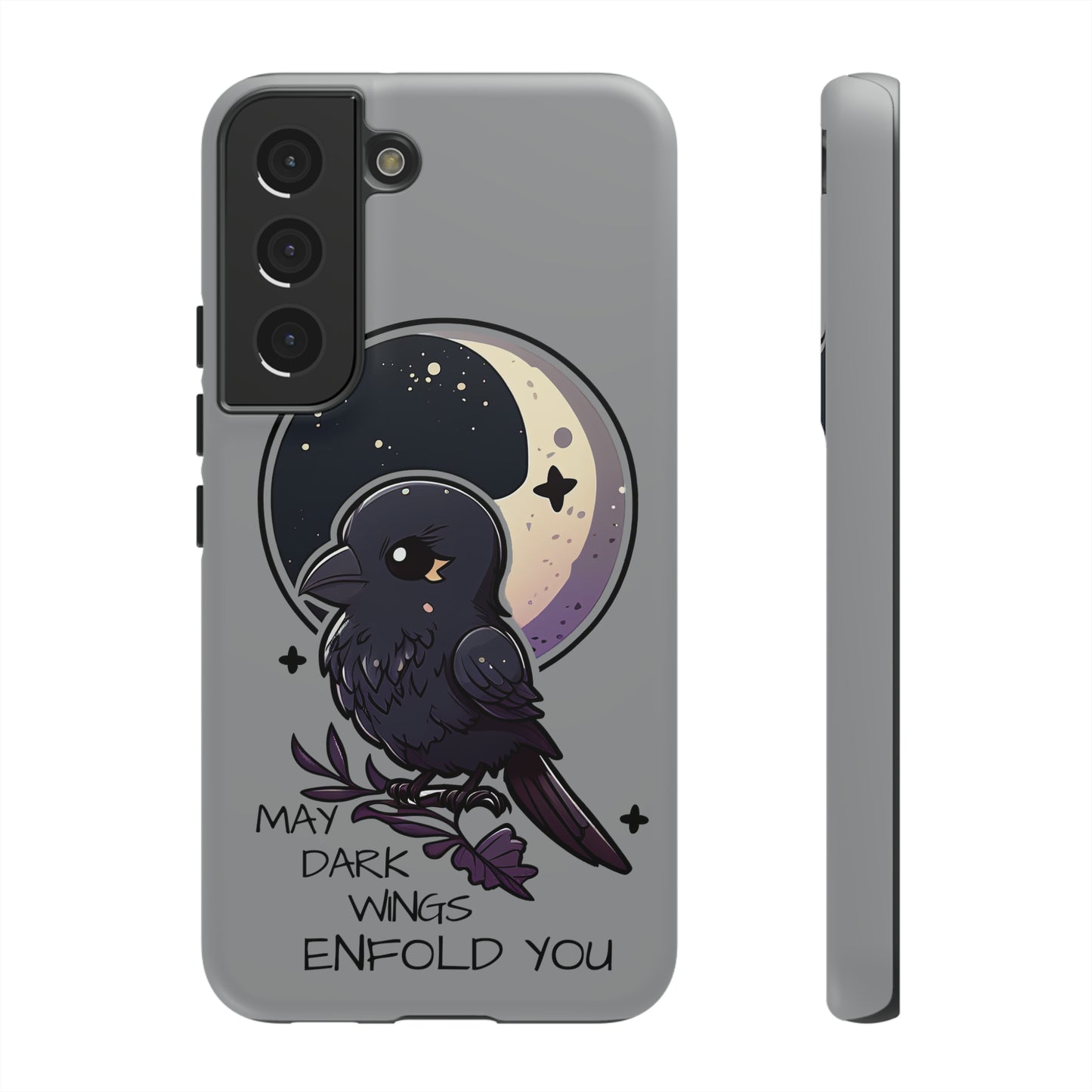 Raven Blessing Tough Phone Case Empath Protection Crowcore Witchcore Odin Edgar Allan Poe Cute Chibi Kawaii Goth Witchy Accessories Yamikawaii Cell Cover