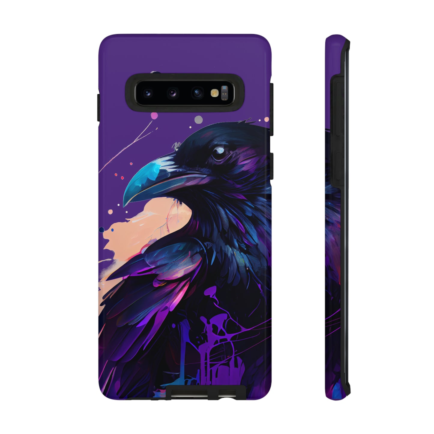 Purple Witchy Raven Print Phone Cover | Glossy Tough Cases iPhone Samsung Google Pixel