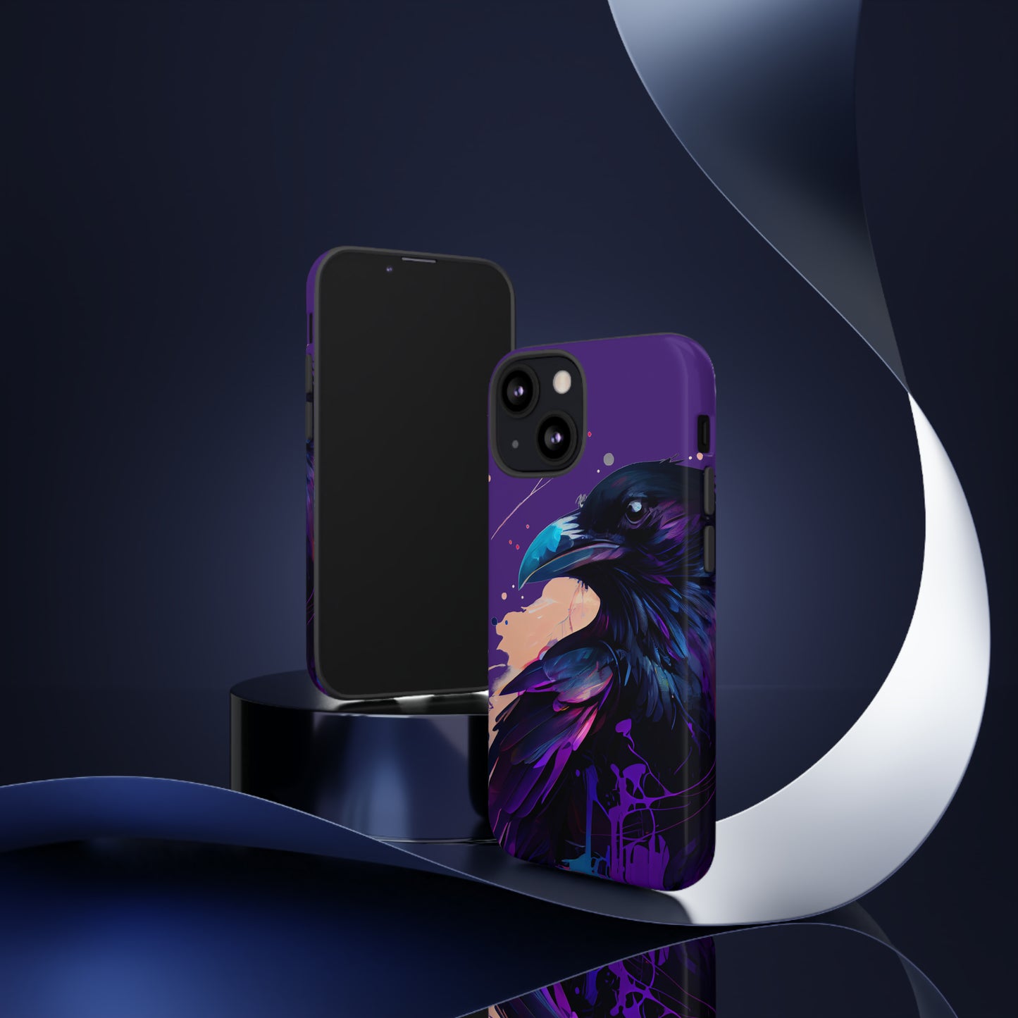 Purple Witchy Raven Print Phone Cover | Glossy Tough Cases iPhone Samsung Google Pixel