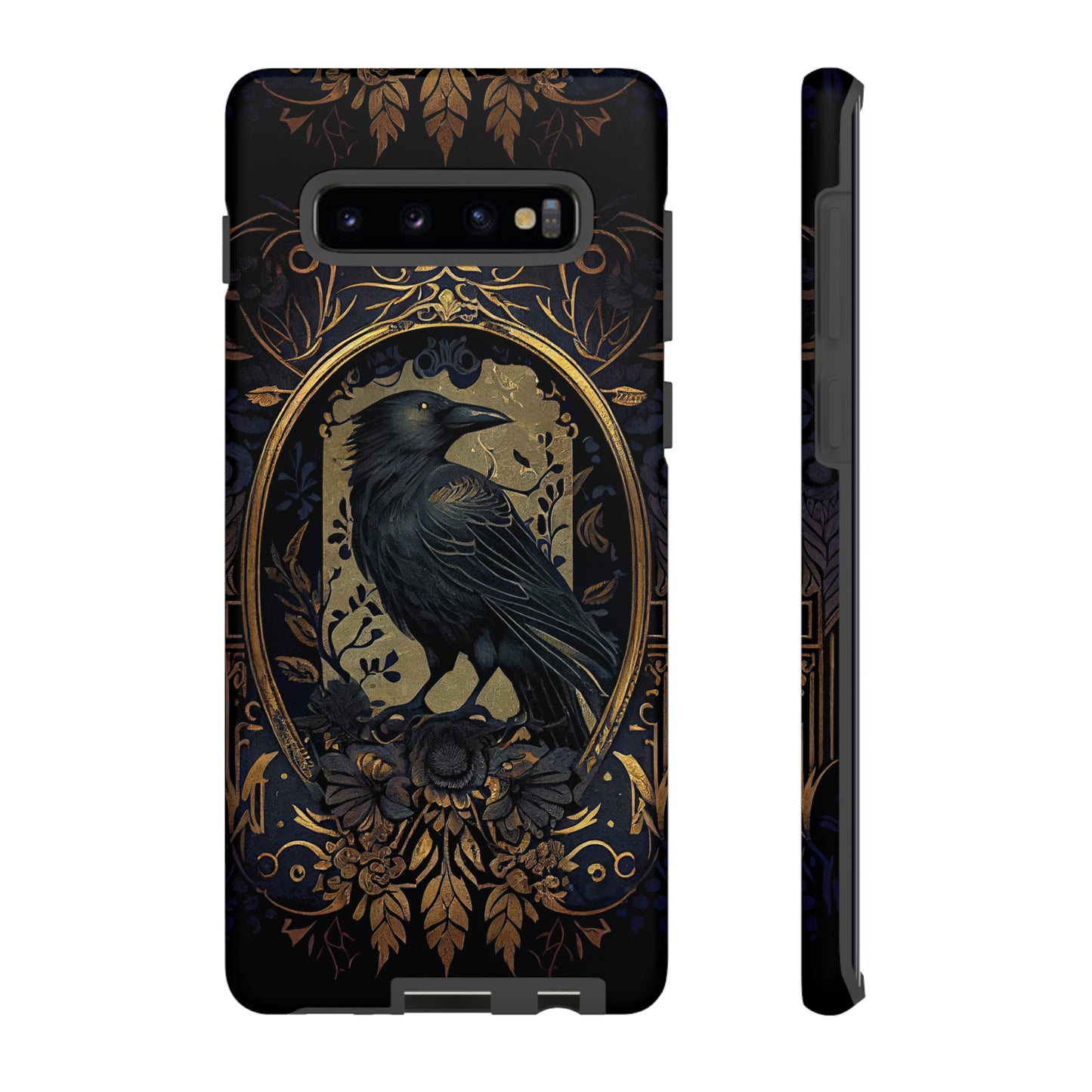 Golden Raven Guardian Phone Case | Elegant Gothic Style 2-layer Tough Phone Cases