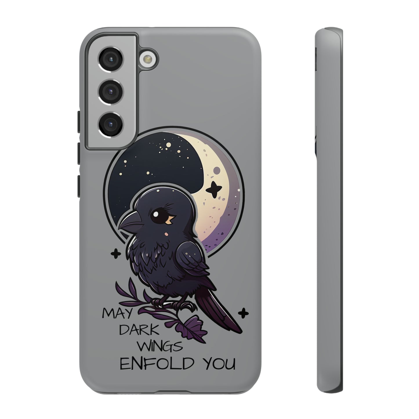 Raven Blessing Tough Phone Case Empath Protection Crowcore Witchcore Odin Edgar Allan Poe Cute Chibi Kawaii Goth Witchy Accessories Yamikawaii Cell Cover