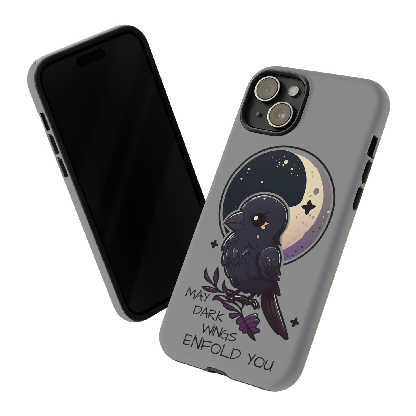 Raven Blessing Tough Phone Case Empath Protection Crowcore Witchcore Odin Edgar Allan Poe Cute Chibi Kawaii Goth Witchy Accessories Yamikawaii Cell Cover