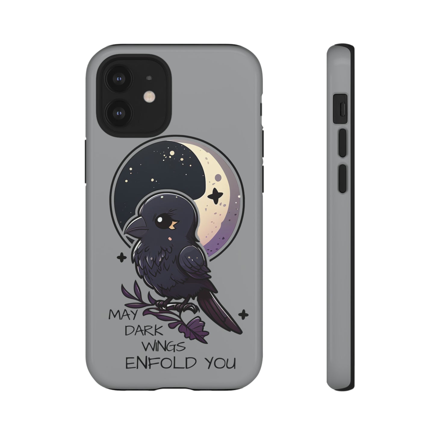 Raven Blessing Tough Phone Case Empath Protection Crowcore Witchcore Odin Edgar Allan Poe Cute Chibi Kawaii Goth Witchy Accessories Yamikawaii Cell Cover