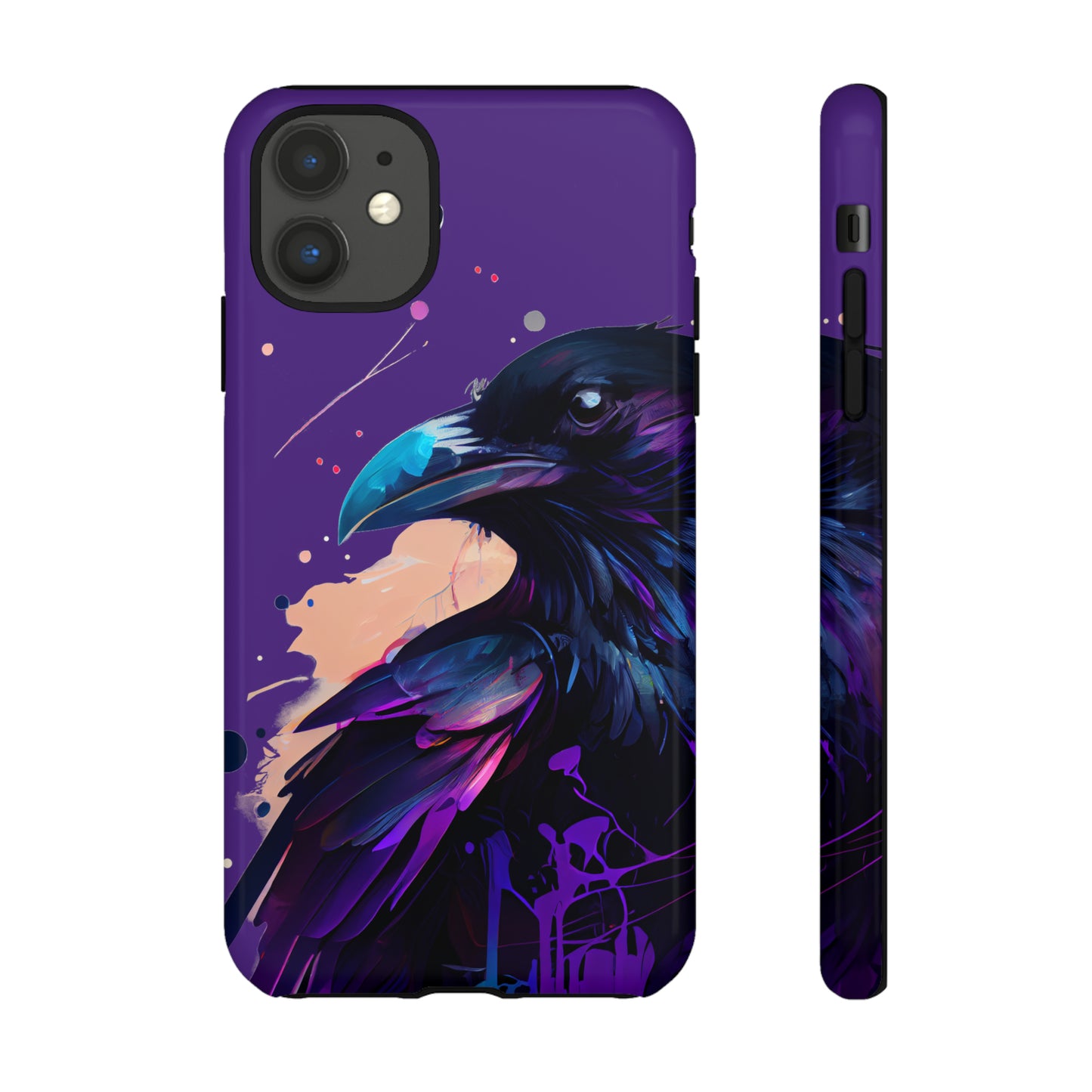 Purple Witchy Raven Print Phone Cover | Glossy Tough Cases iPhone Samsung Google Pixel