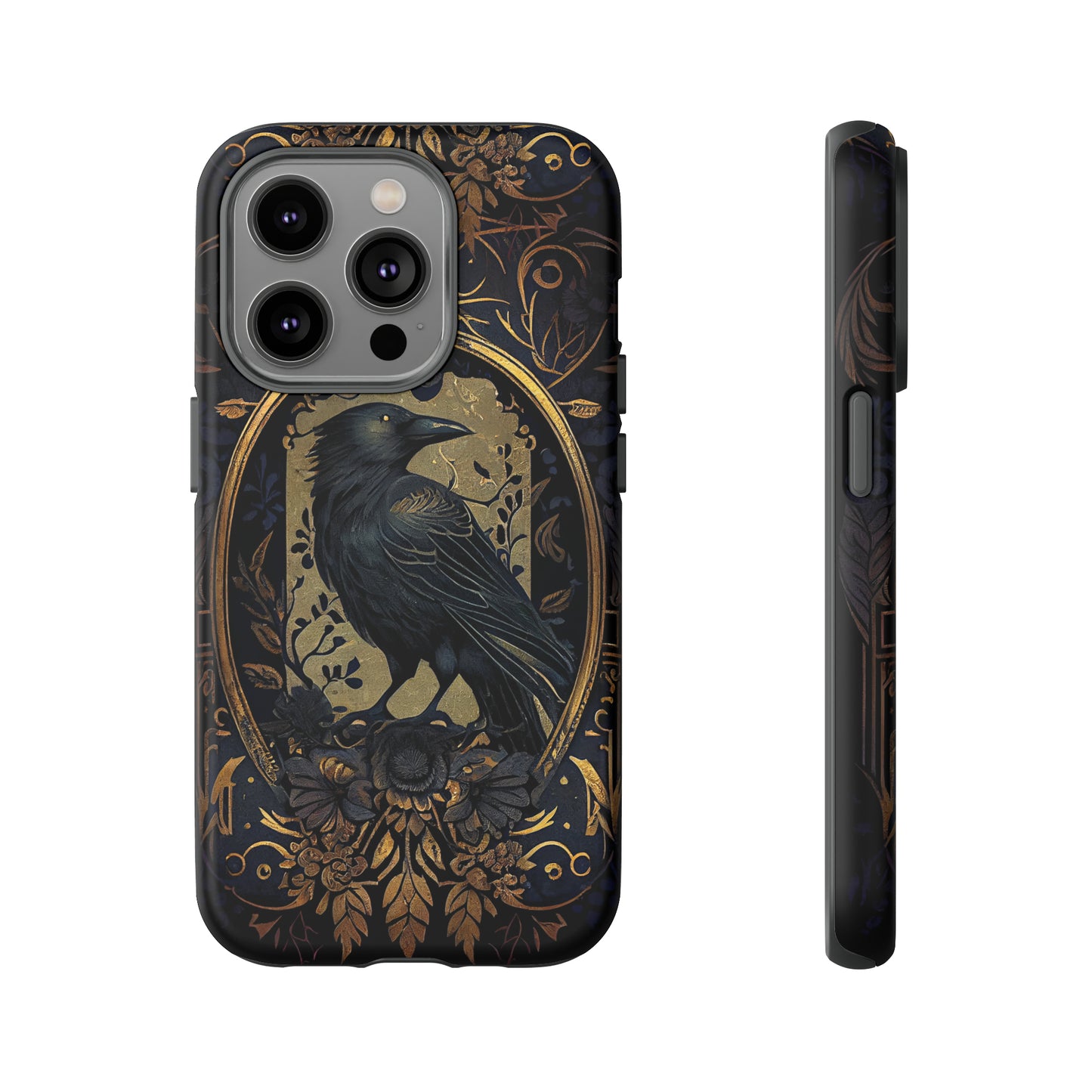 Golden Raven Guardian Phone Case | Elegant Gothic Style 2-layer Tough Phone Cases