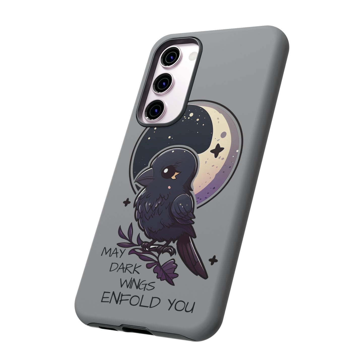 Raven Blessing Tough Phone Case Empath Protection Crowcore Witchcore Odin Edgar Allan Poe Cute Chibi Kawaii Goth Witchy Accessories Yamikawaii Cell Cover