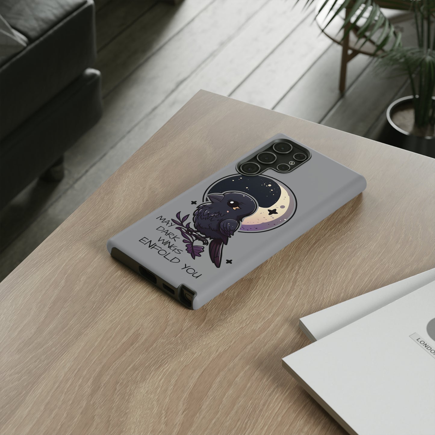 Raven Blessing Tough Phone Case Empath Protection Crowcore Witchcore Odin Edgar Allan Poe Cute Chibi Kawaii Goth Witchy Accessories Yamikawaii Cell Cover