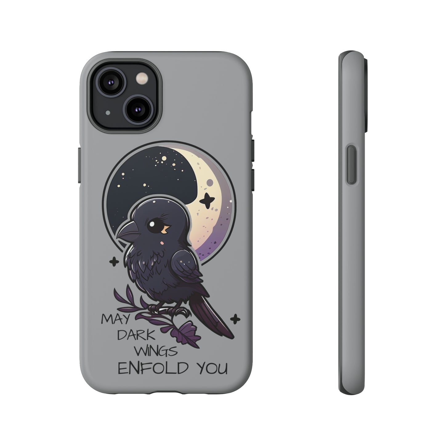 Raven Blessing Tough Phone Case Empath Protection Crowcore Witchcore Odin Edgar Allan Poe Cute Chibi Kawaii Goth Witchy Accessories Yamikawaii Cell Cover