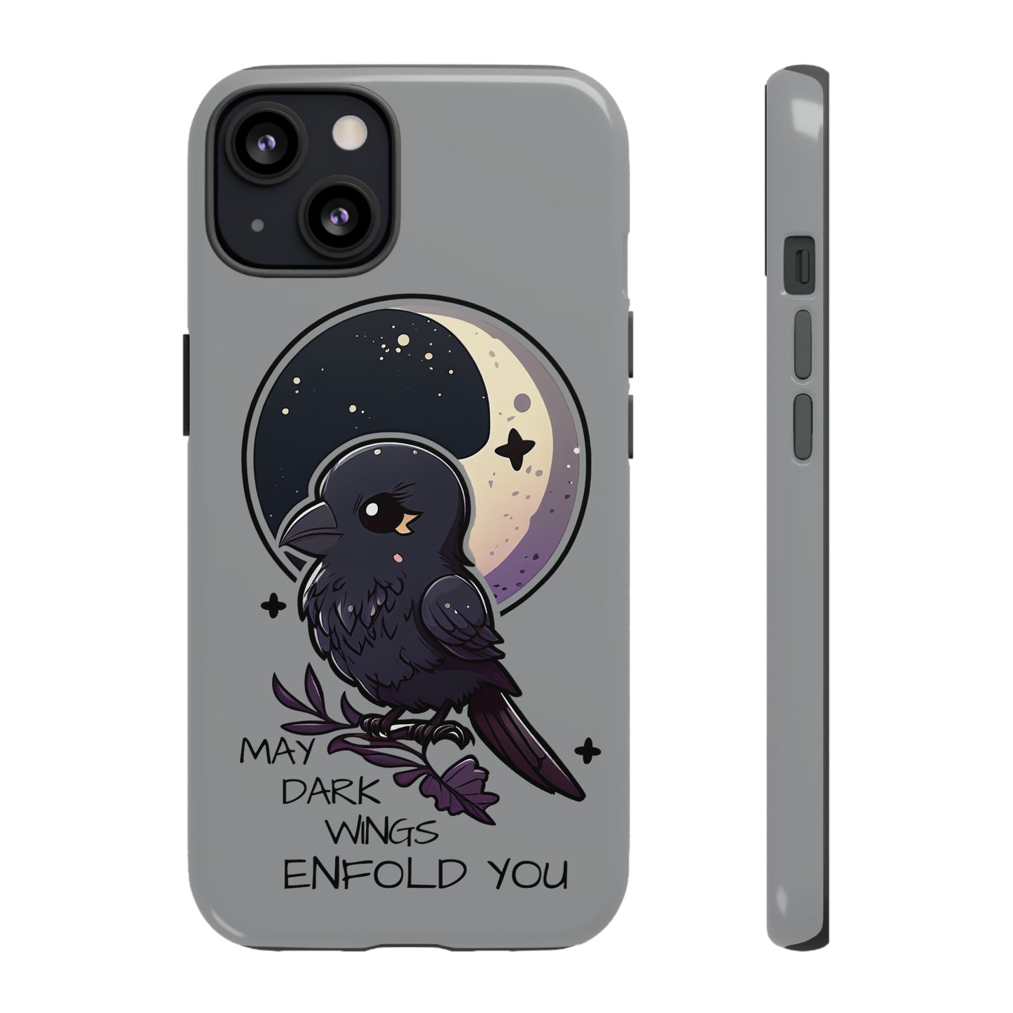 Raven Blessing Tough Phone Case Empath Protection Crowcore Witchcore Odin Edgar Allan Poe Cute Chibi Kawaii Goth Witchy Accessories Yamikawaii Cell Cover