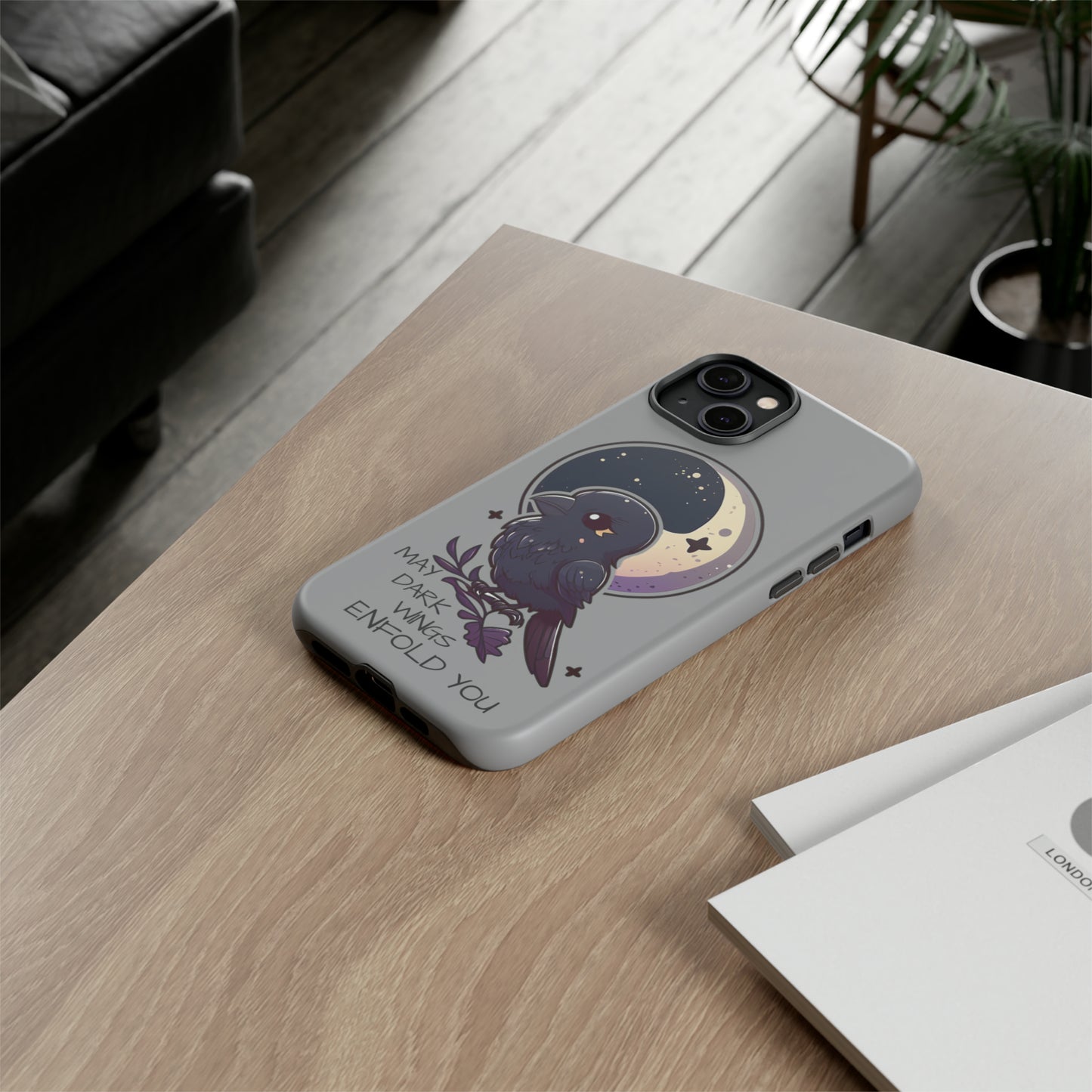 Raven Blessing Tough Phone Case Empath Protection Crowcore Witchcore Odin Edgar Allan Poe Cute Chibi Kawaii Goth Witchy Accessories Yamikawaii Cell Cover