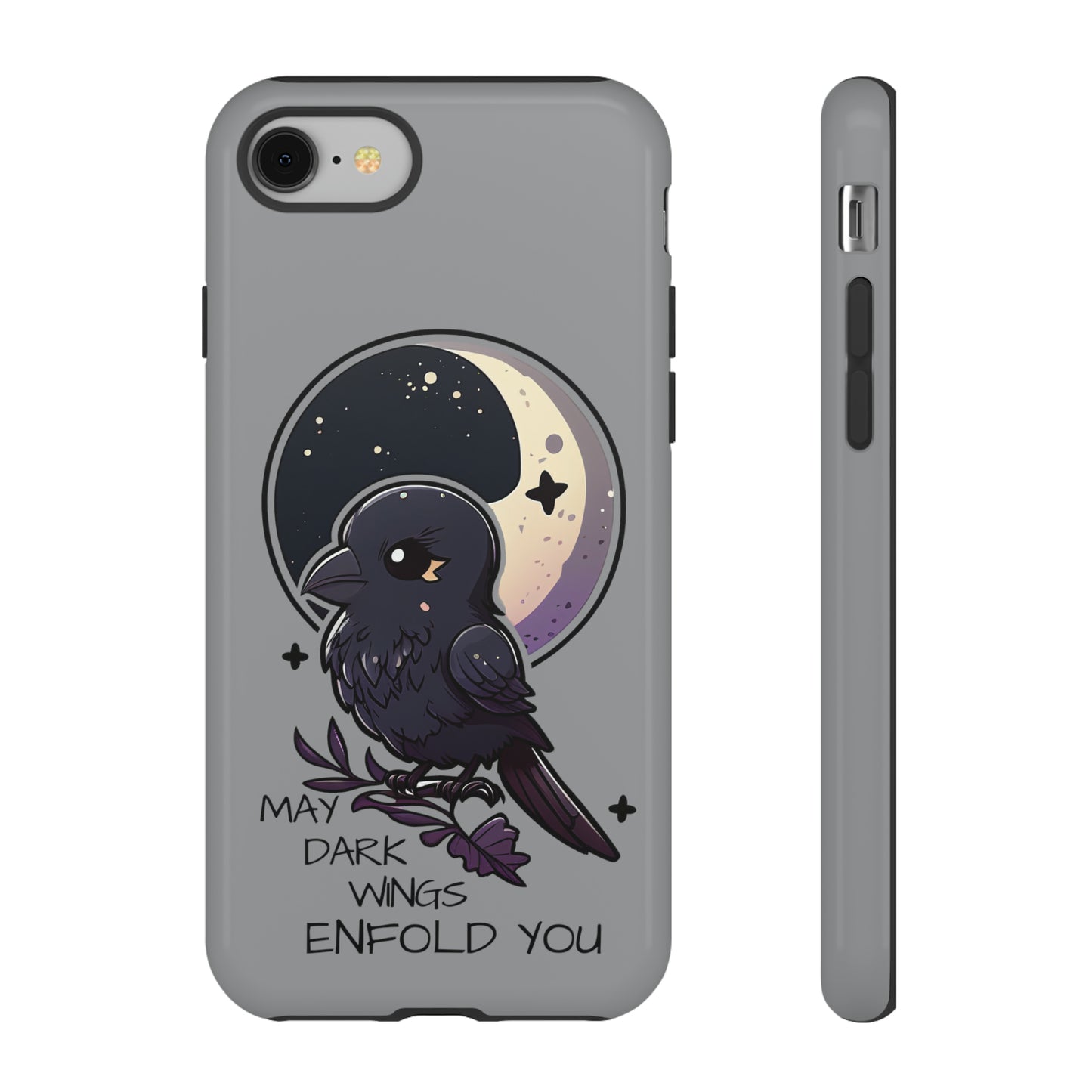 Raven Blessing Tough Phone Case Empath Protection Crowcore Witchcore Odin Edgar Allan Poe Cute Chibi Kawaii Goth Witchy Accessories Yamikawaii Cell Cover