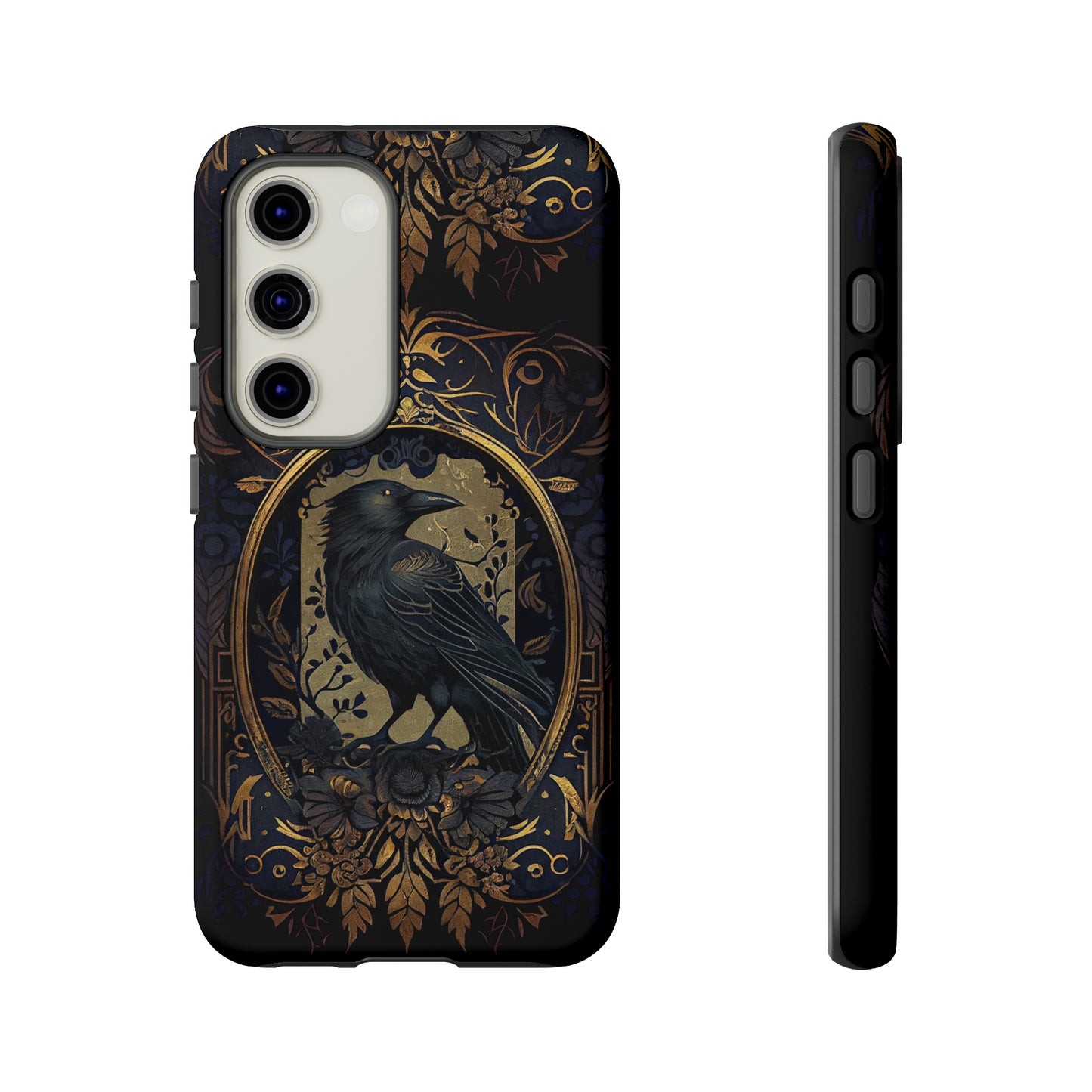 Golden Raven Guardian Phone Case | Elegant Gothic Style 2-layer Tough Phone Cases