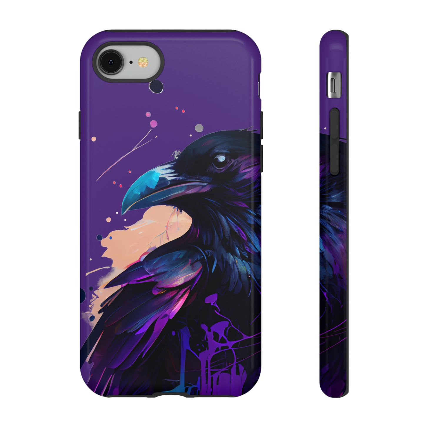 Purple Witchy Raven Print Phone Cover | Glossy Tough Cases iPhone Samsung Google Pixel