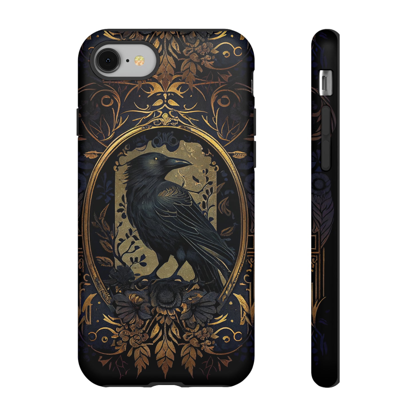 Golden Raven Guardian Phone Case | Elegant Gothic Style 2-layer Tough Phone Cases