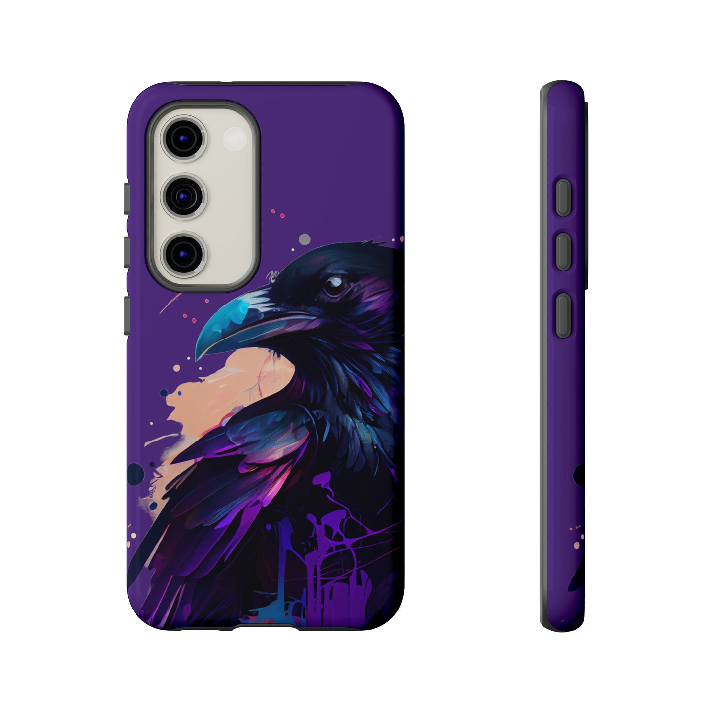 Purple Witchy Raven Print Phone Cover | Glossy Tough Cases iPhone Samsung Google Pixel