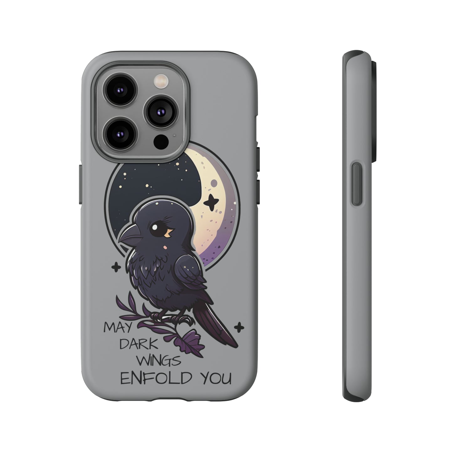 Raven Blessing Tough Phone Case Empath Protection Crowcore Witchcore Odin Edgar Allan Poe Cute Chibi Kawaii Goth Witchy Accessories Yamikawaii Cell Cover