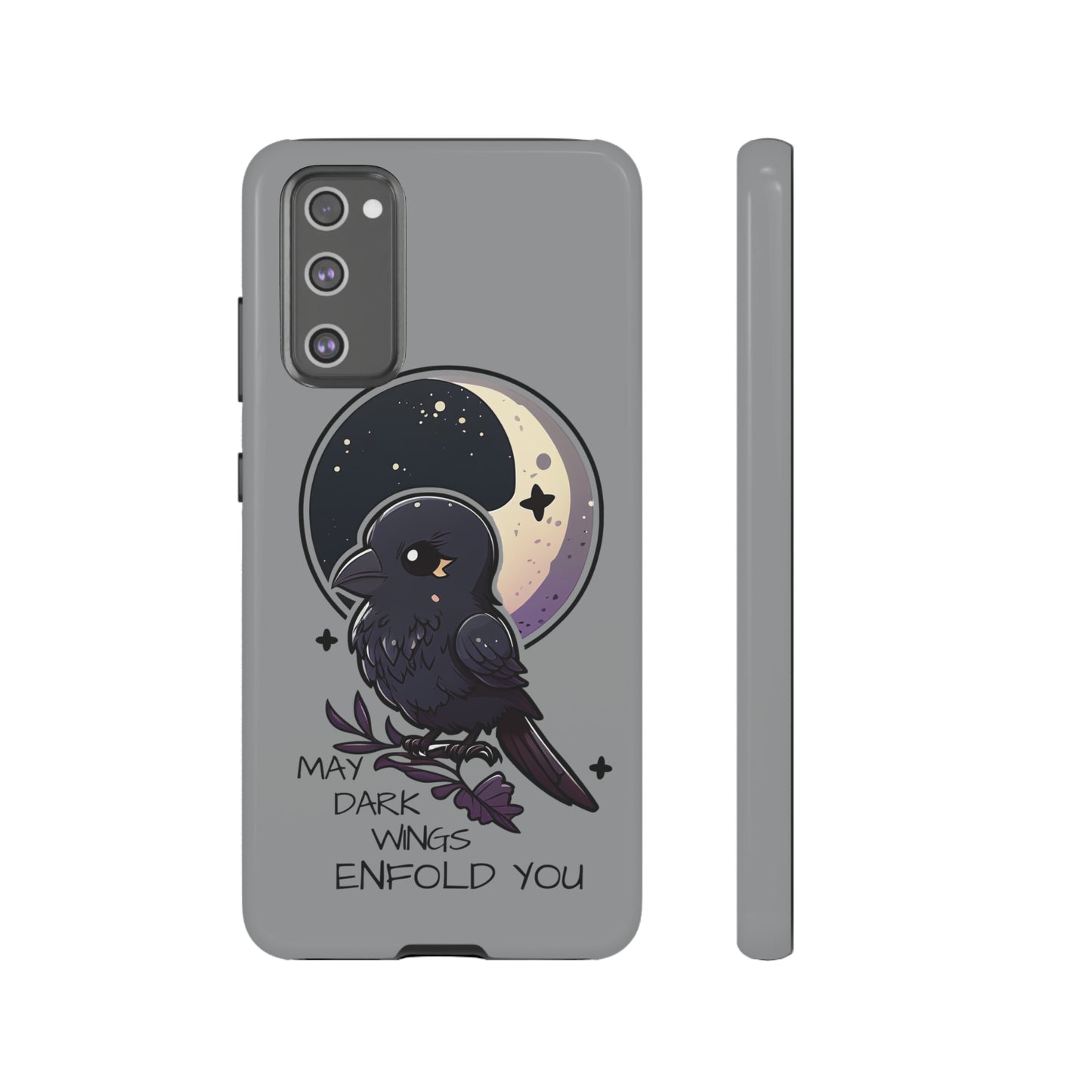 Raven Blessing Tough Phone Case Empath Protection Crowcore Witchcore Odin Edgar Allan Poe Cute Chibi Kawaii Goth Witchy Accessories Yamikawaii Cell Cover