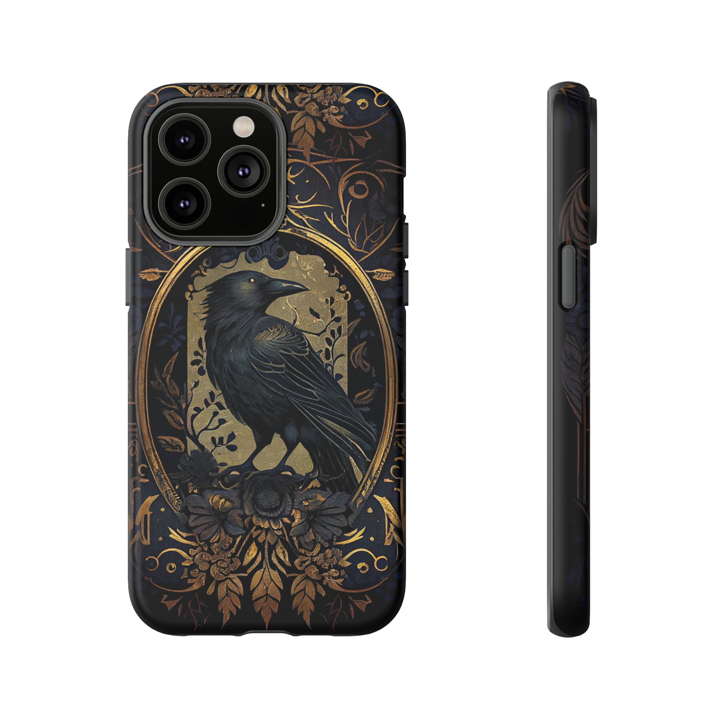 Golden Raven Guardian Phone Case | Elegant Gothic Style 2-layer Tough Phone Cases