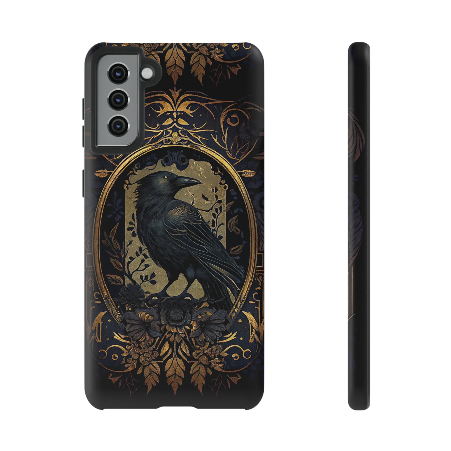 Golden Raven Guardian Phone Case | Elegant Gothic Style 2-layer Tough Phone Cases