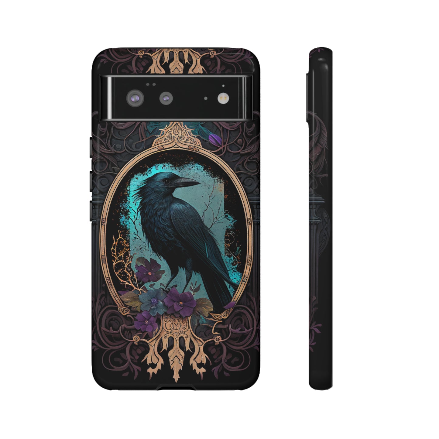 Blue Goth Raven iPhone Samsung and Google Pixel Phone cases!