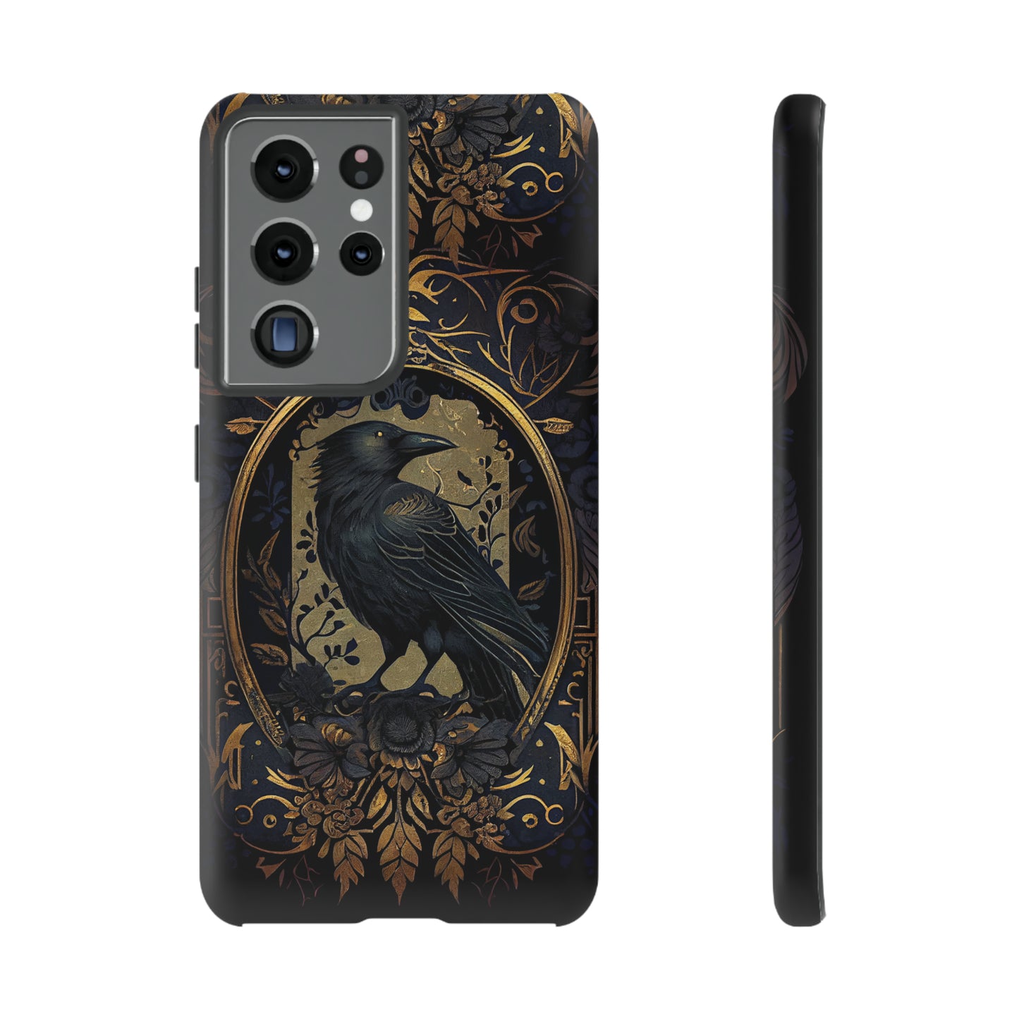 Golden Raven Guardian Phone Case | Elegant Gothic Style 2-layer Tough Phone Cases