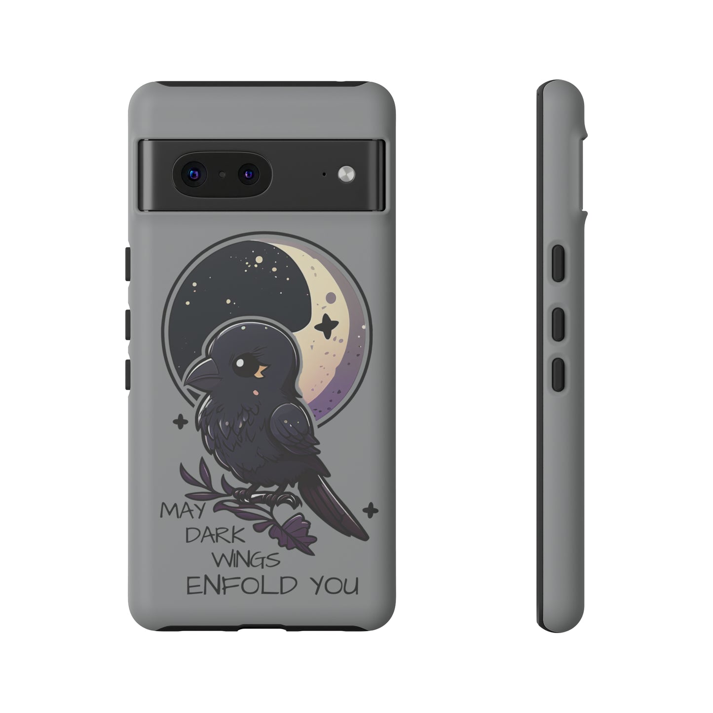 Raven Blessing Tough Phone Case Empath Protection Crowcore Witchcore Odin Edgar Allan Poe Cute Chibi Kawaii Goth Witchy Accessories Yamikawaii Cell Cover