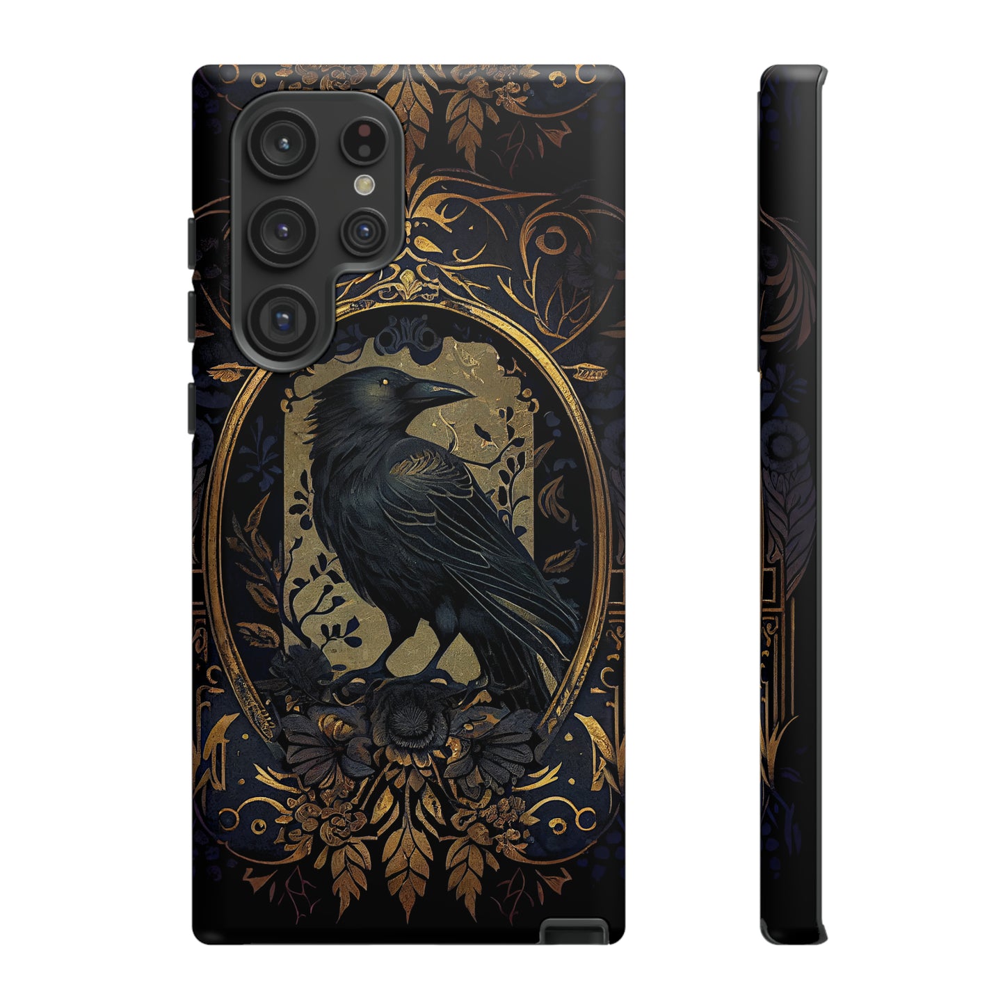 Golden Raven Guardian Phone Case | Elegant Gothic Style 2-layer Tough Phone Cases