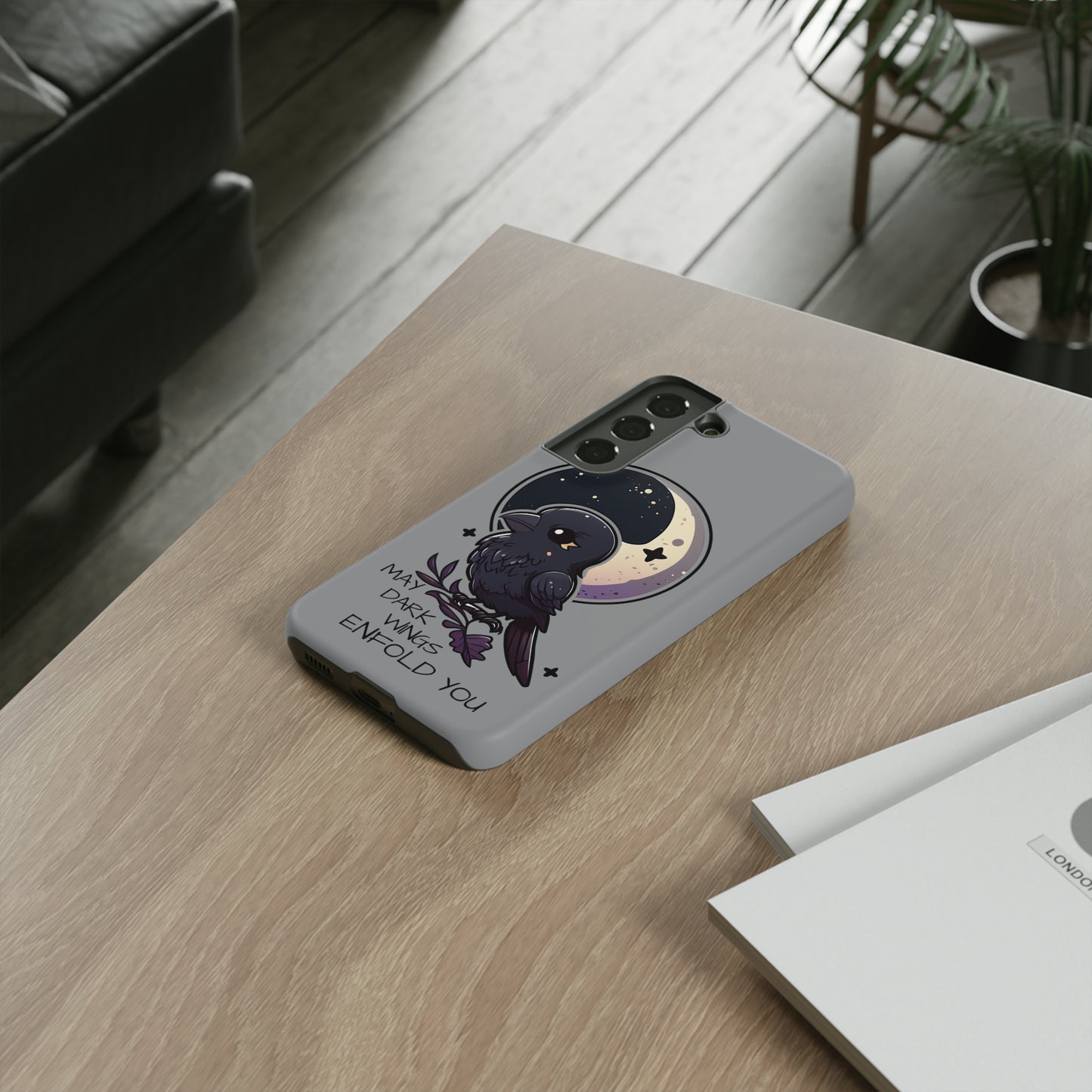 Raven Blessing Tough Phone Case Empath Protection Crowcore Witchcore Odin Edgar Allan Poe Cute Chibi Kawaii Goth Witchy Accessories Yamikawaii Cell Cover